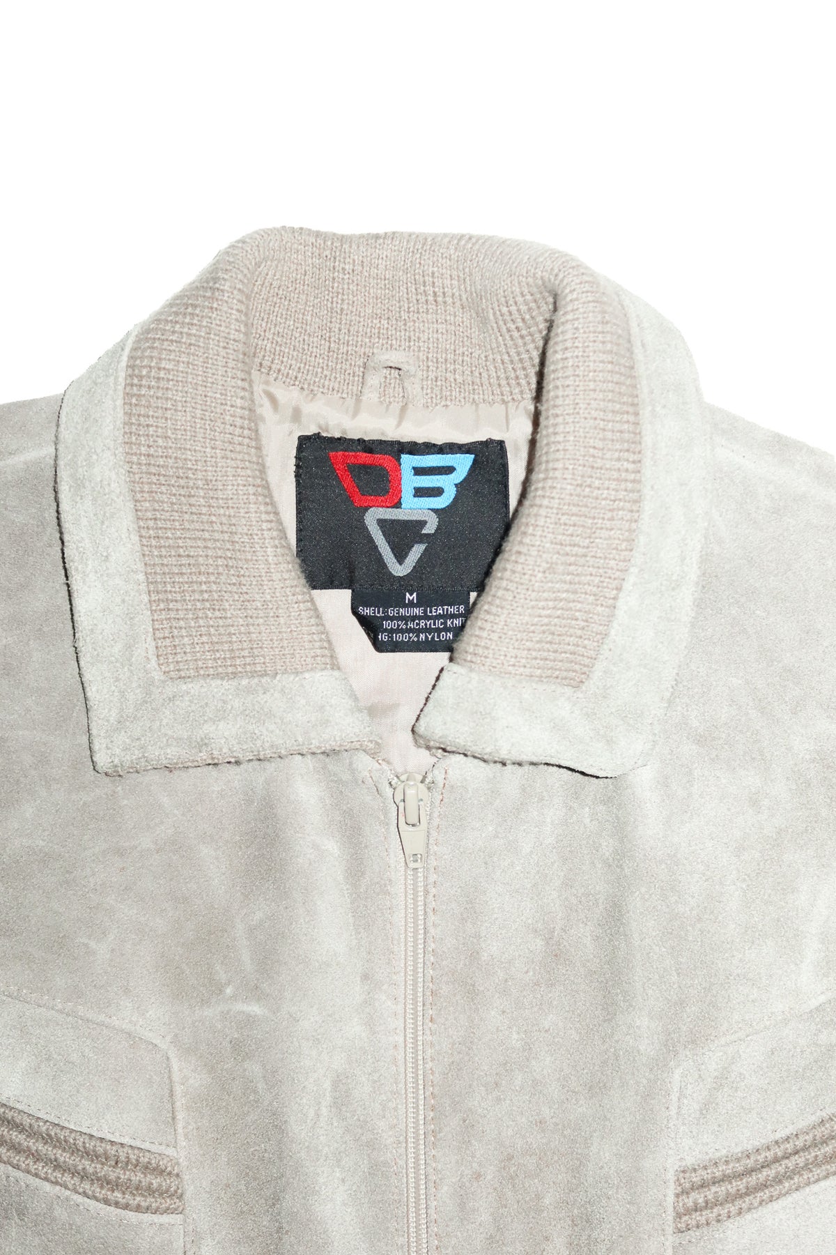1990's dbc leather & knit zip jacket taupe.