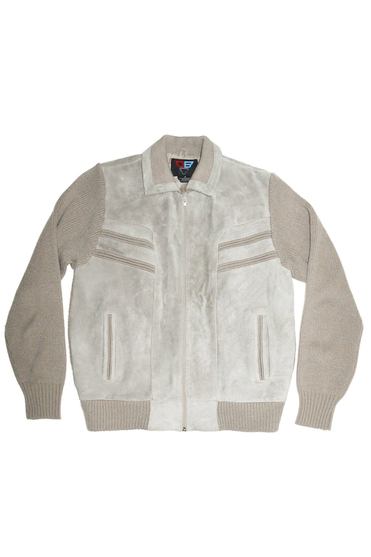 1990's dbc leather & knit zip jacket taupe.