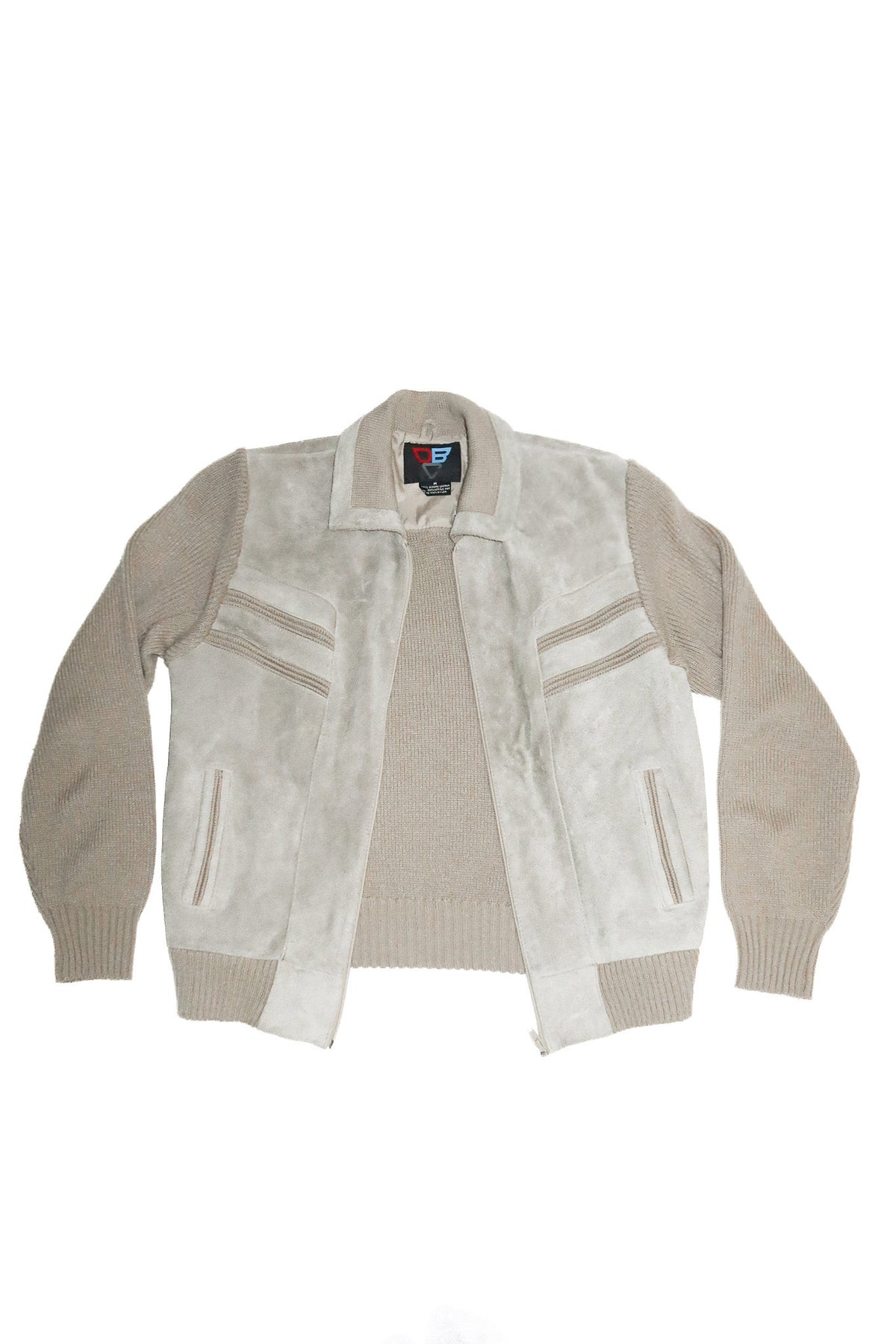 1990's dbc leather & knit zip jacket taupe.