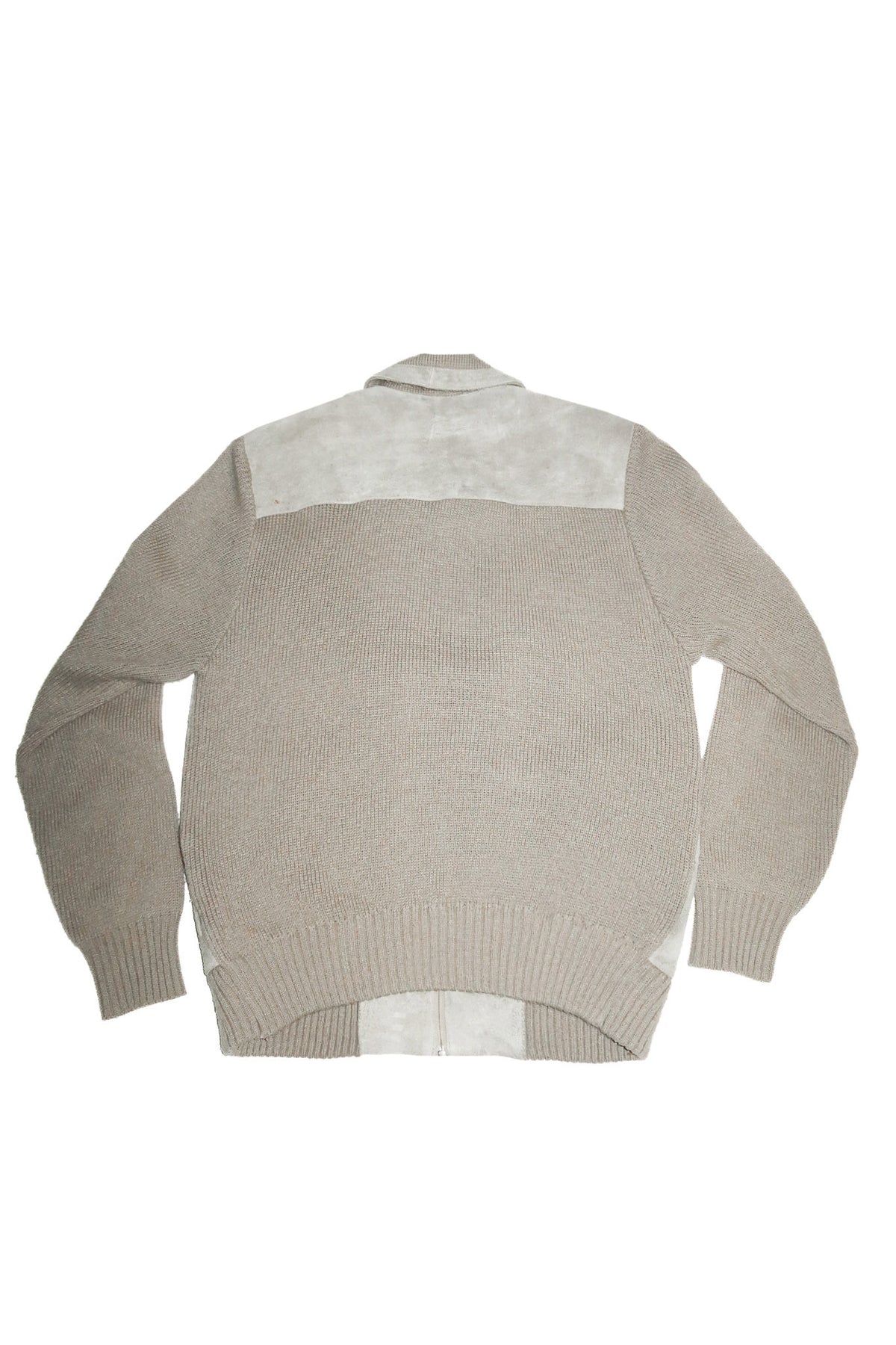 1990's dbc leather & knit zip jacket taupe.