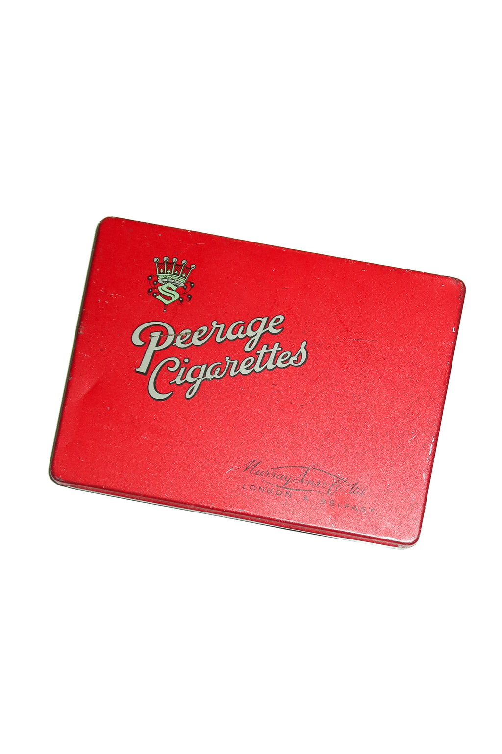 1950's peerage cigarettes advertising tin red / silver.
