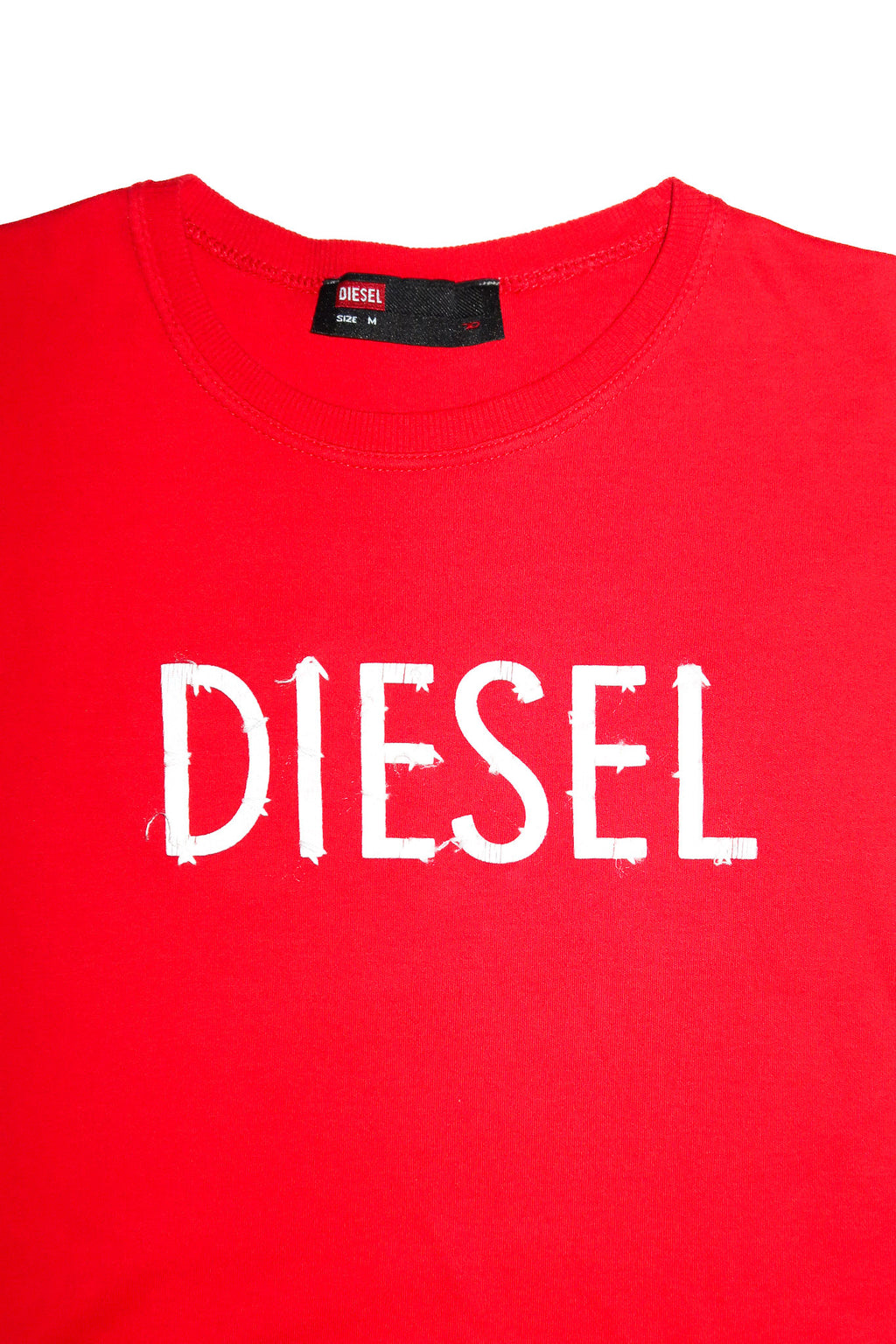 2000’s diesel distressed logo baby tee red.