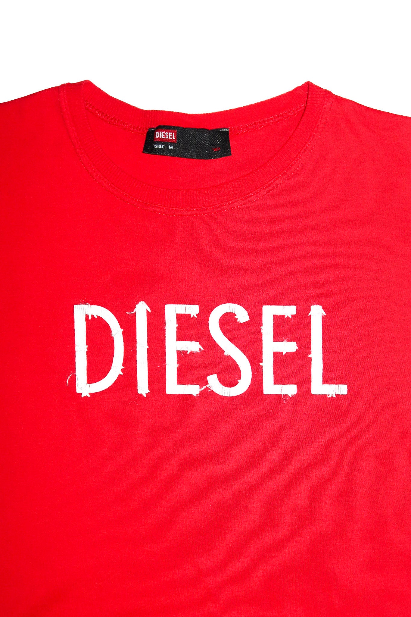 2000’s diesel distressed logo baby tee red.