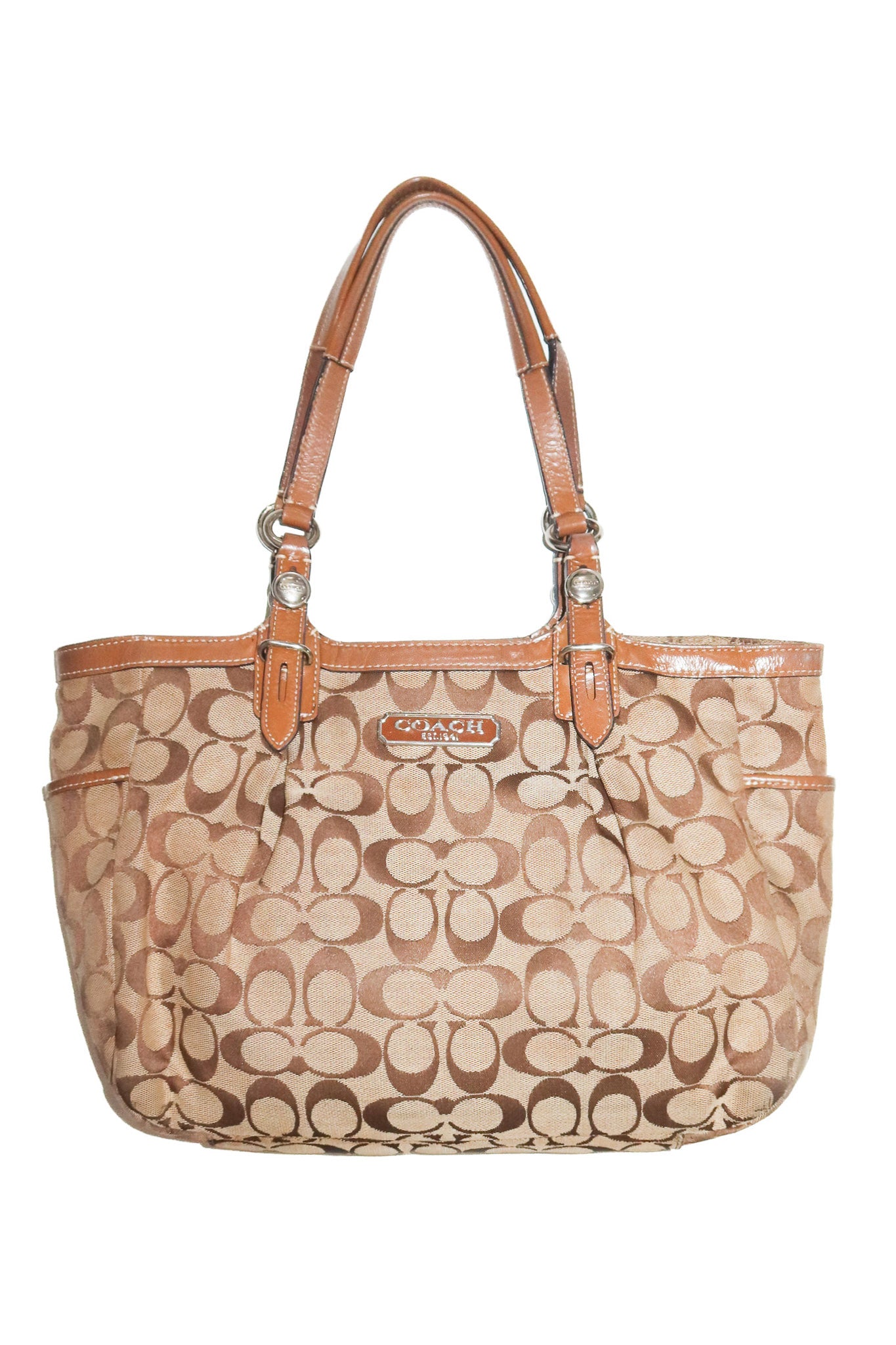 2010’s coach gallery east west signature tote bag beige / brown.