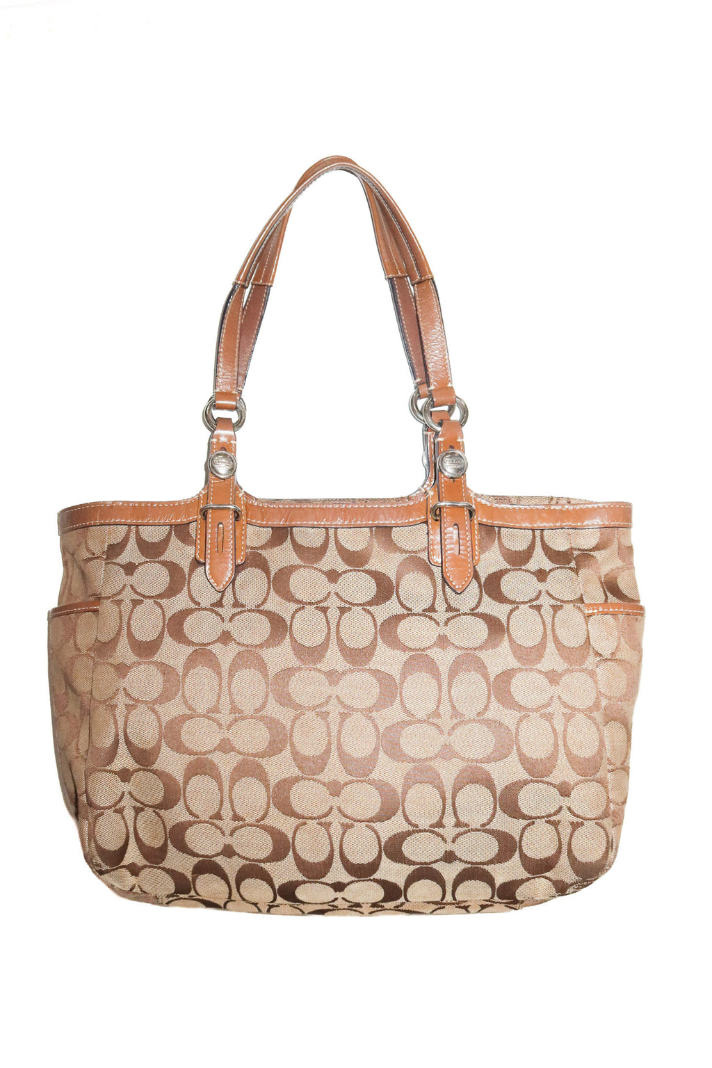 2010’s coach gallery east west signature tote bag beige / brown.