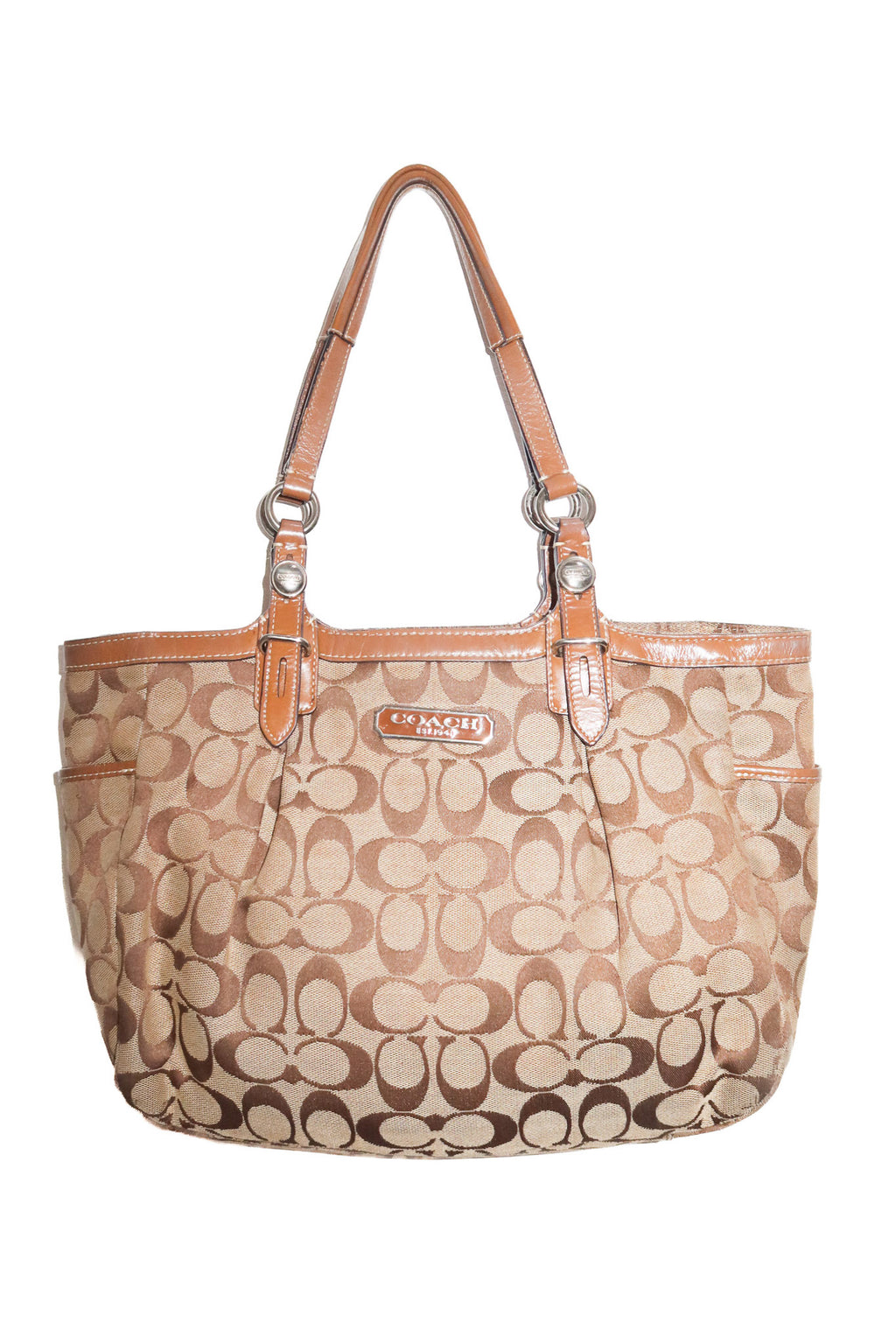 2010’s coach gallery east west signature tote bag beige / brown.