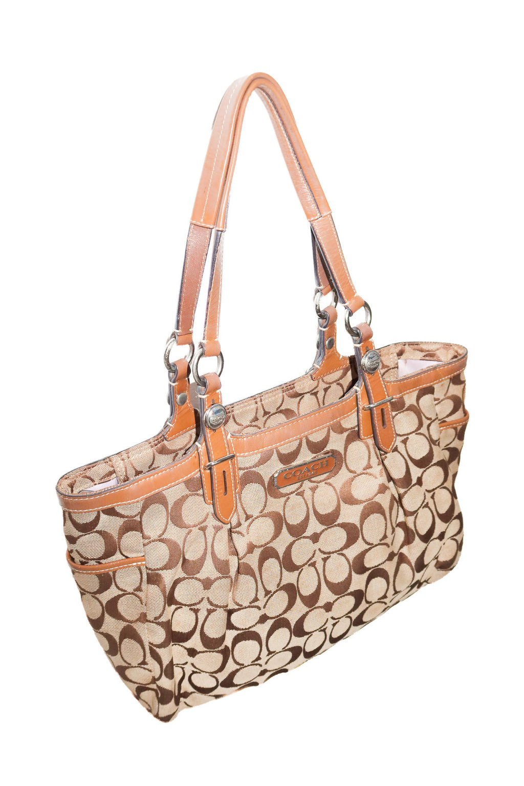 2010’s coach gallery east west signature tote bag beige / brown.