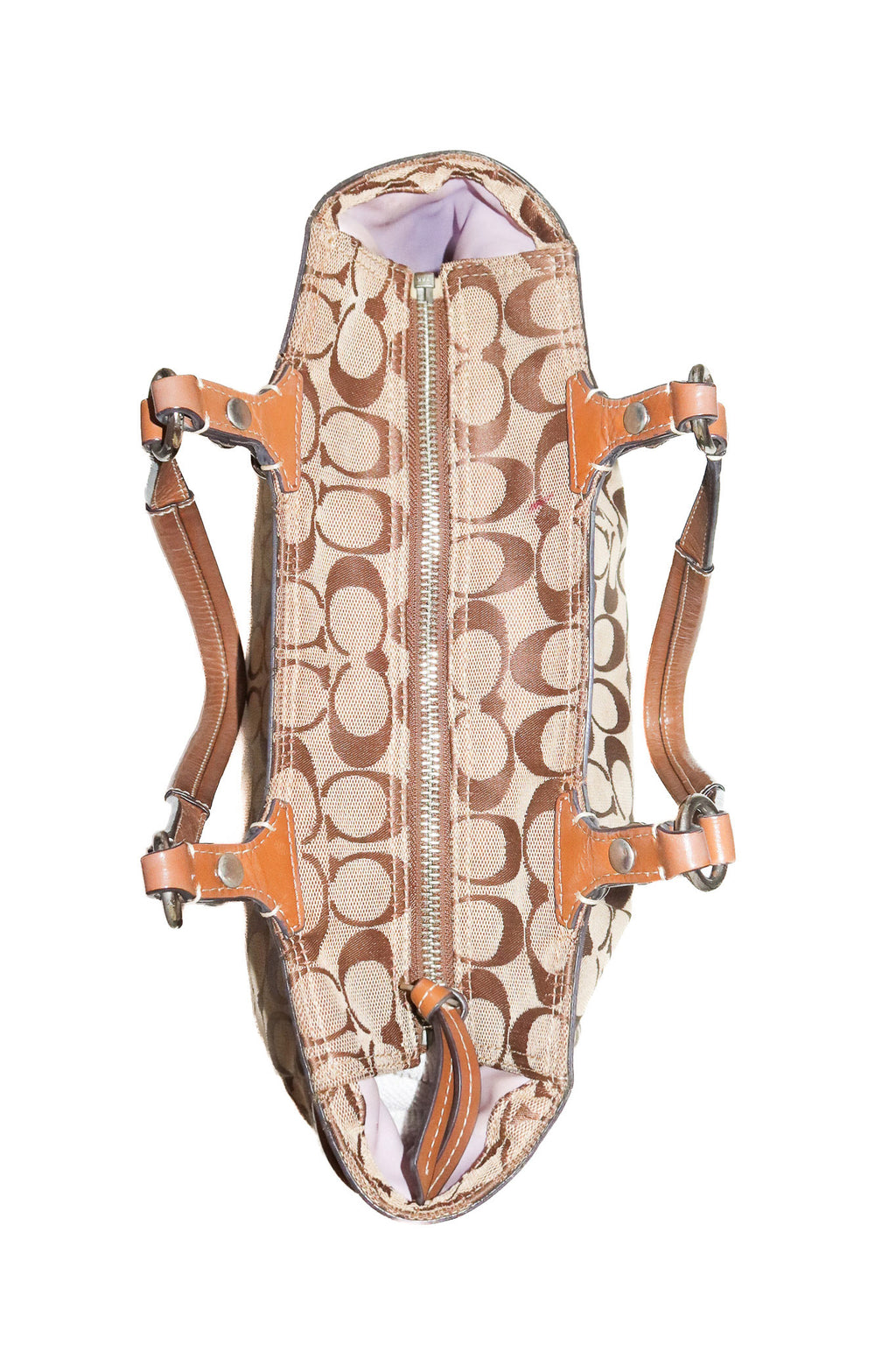 2010’s coach gallery east west signature tote bag beige / brown.