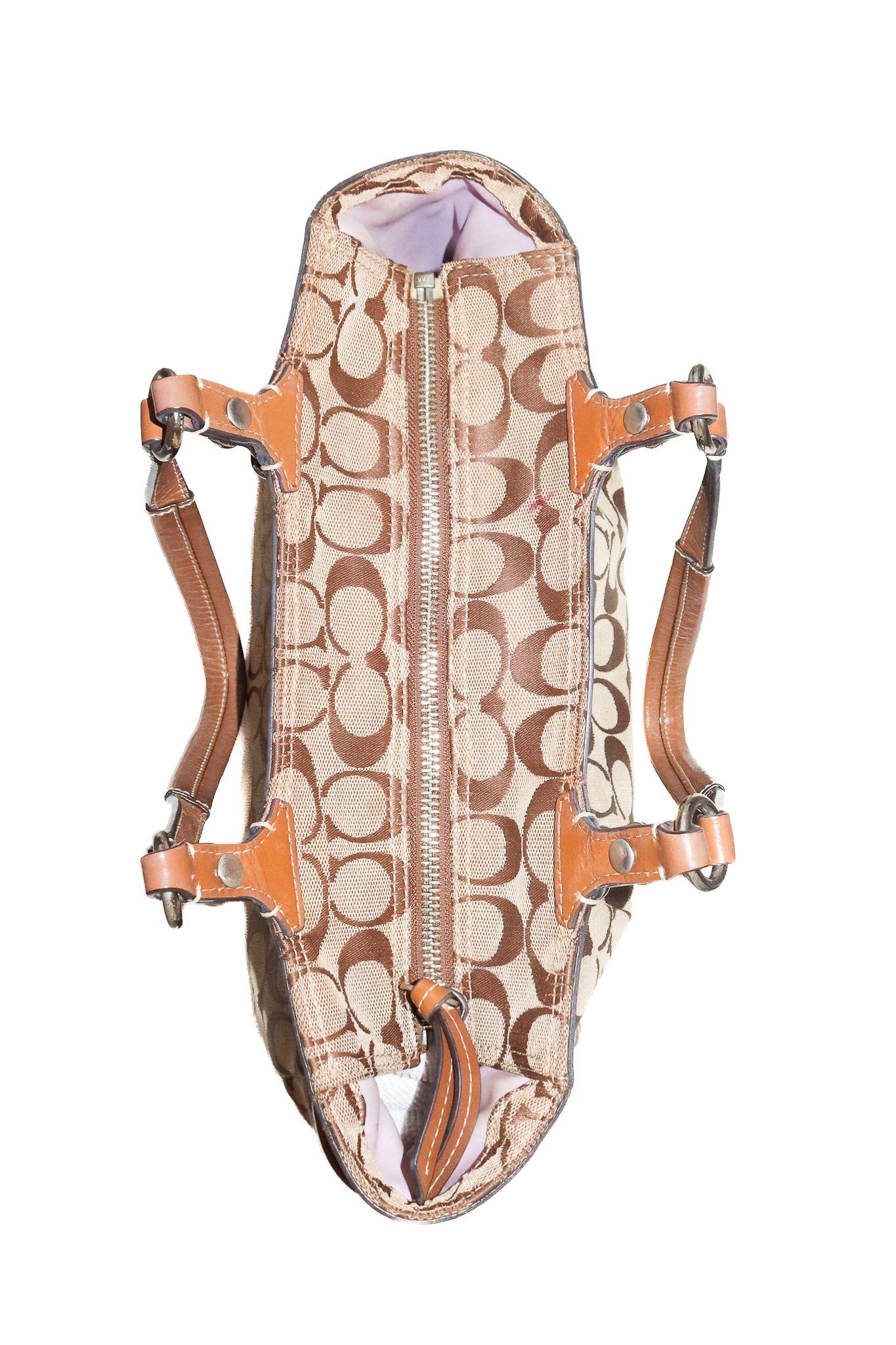 2010’s coach gallery east west signature tote bag beige / brown.
