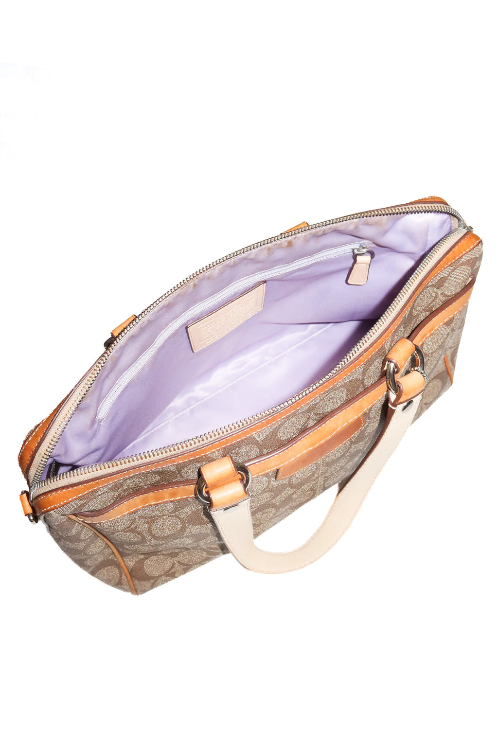 2011 coach penelope signature satchel bag beige / tan.