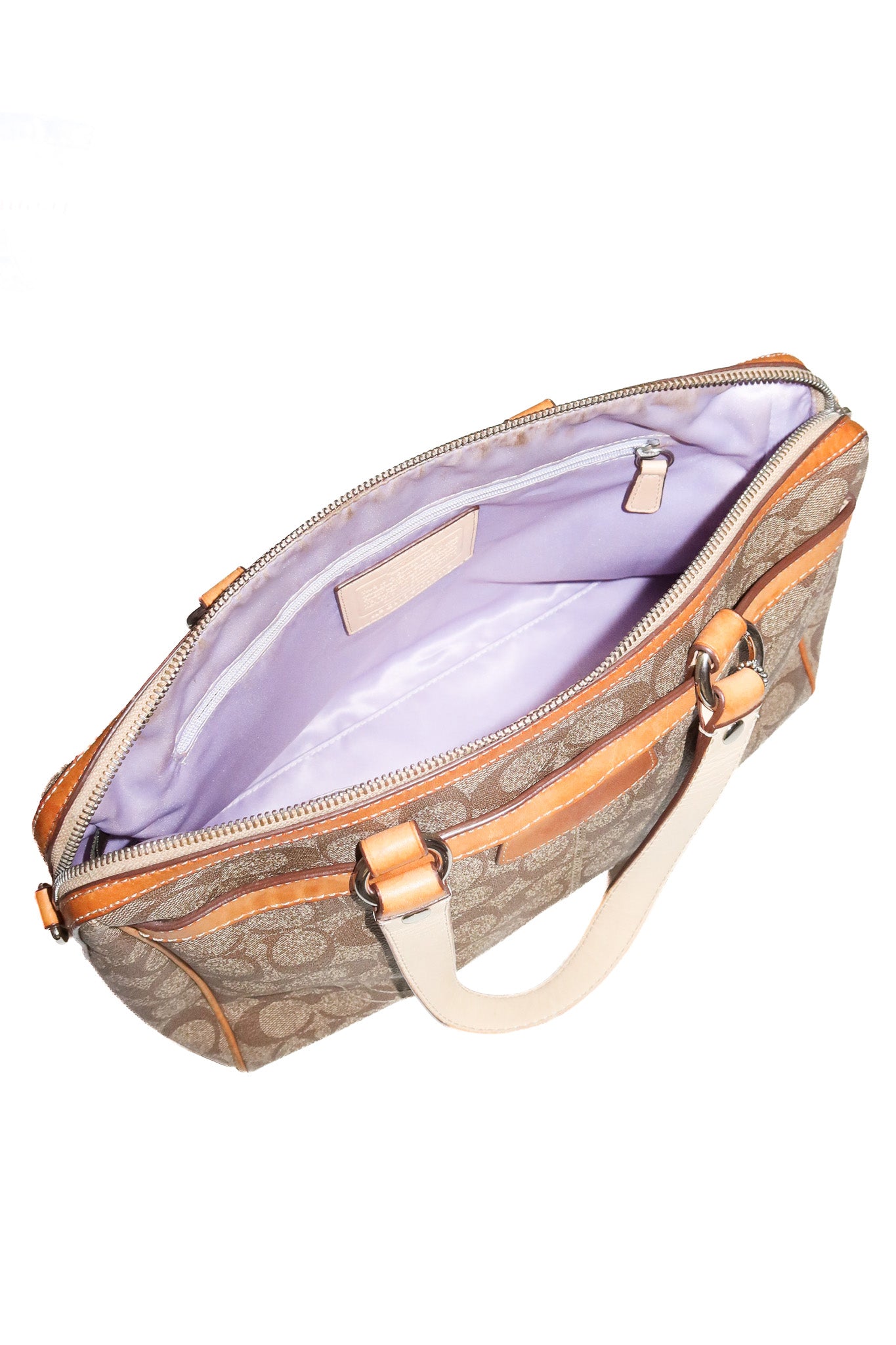 2011 coach penelope signature satchel bag beige / tan.