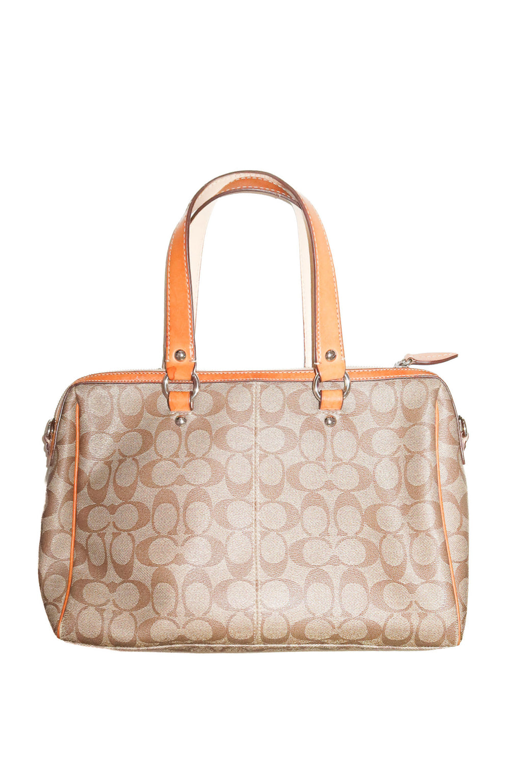 2011 coach penelope signature satchel bag beige / tan.