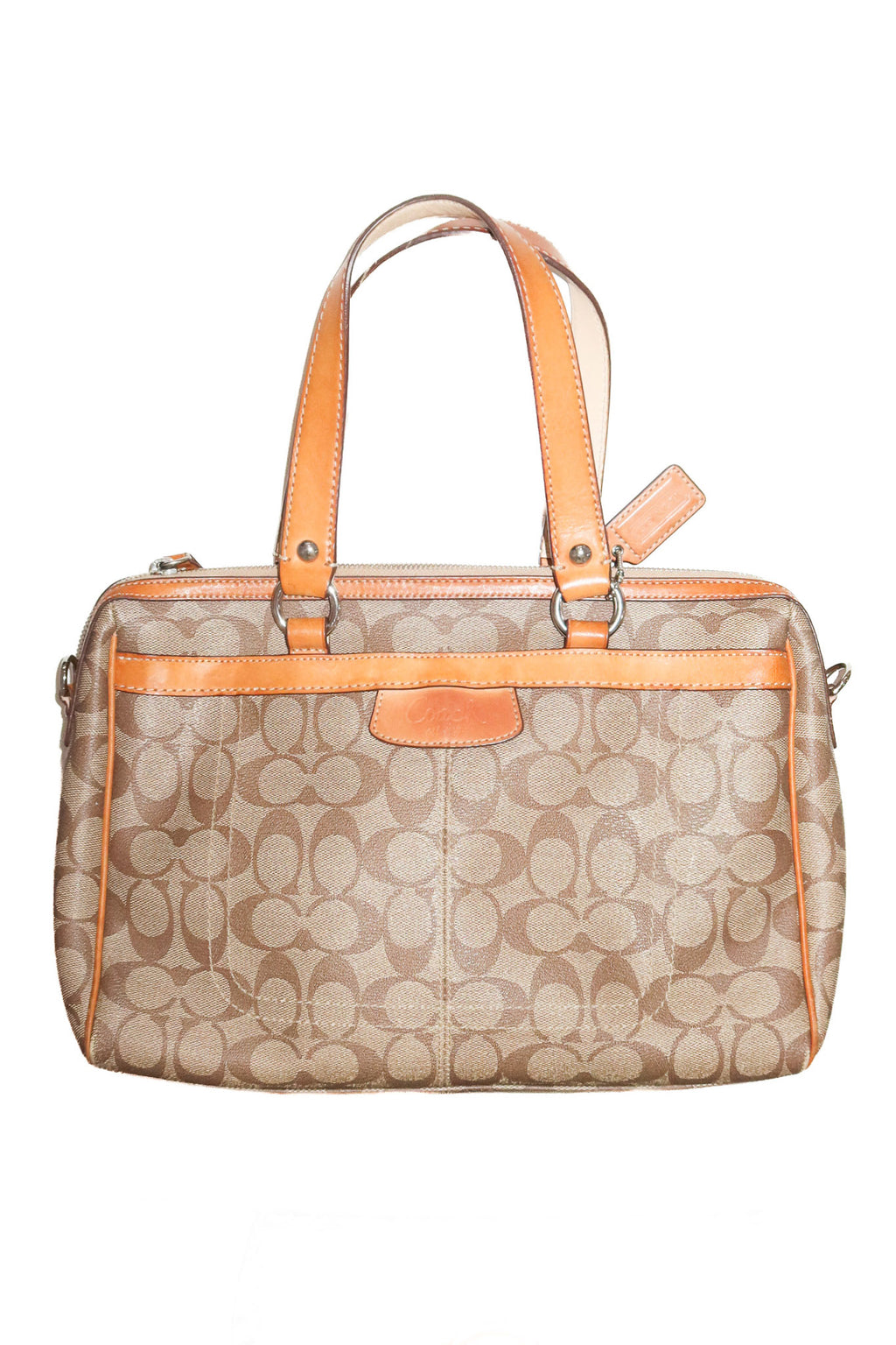 2011 coach penelope signature satchel bag beige / tan.
