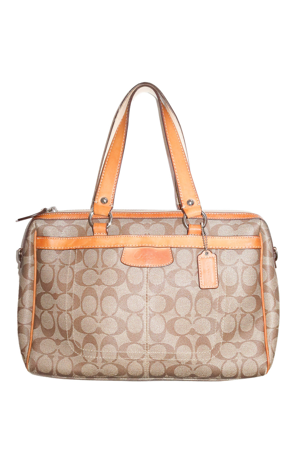 2011 coach penelope signature satchel bag beige / tan.