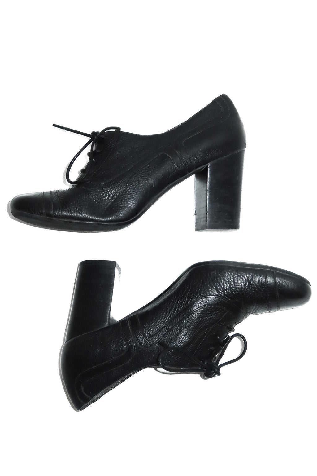 1990's giallo leather block heels black.