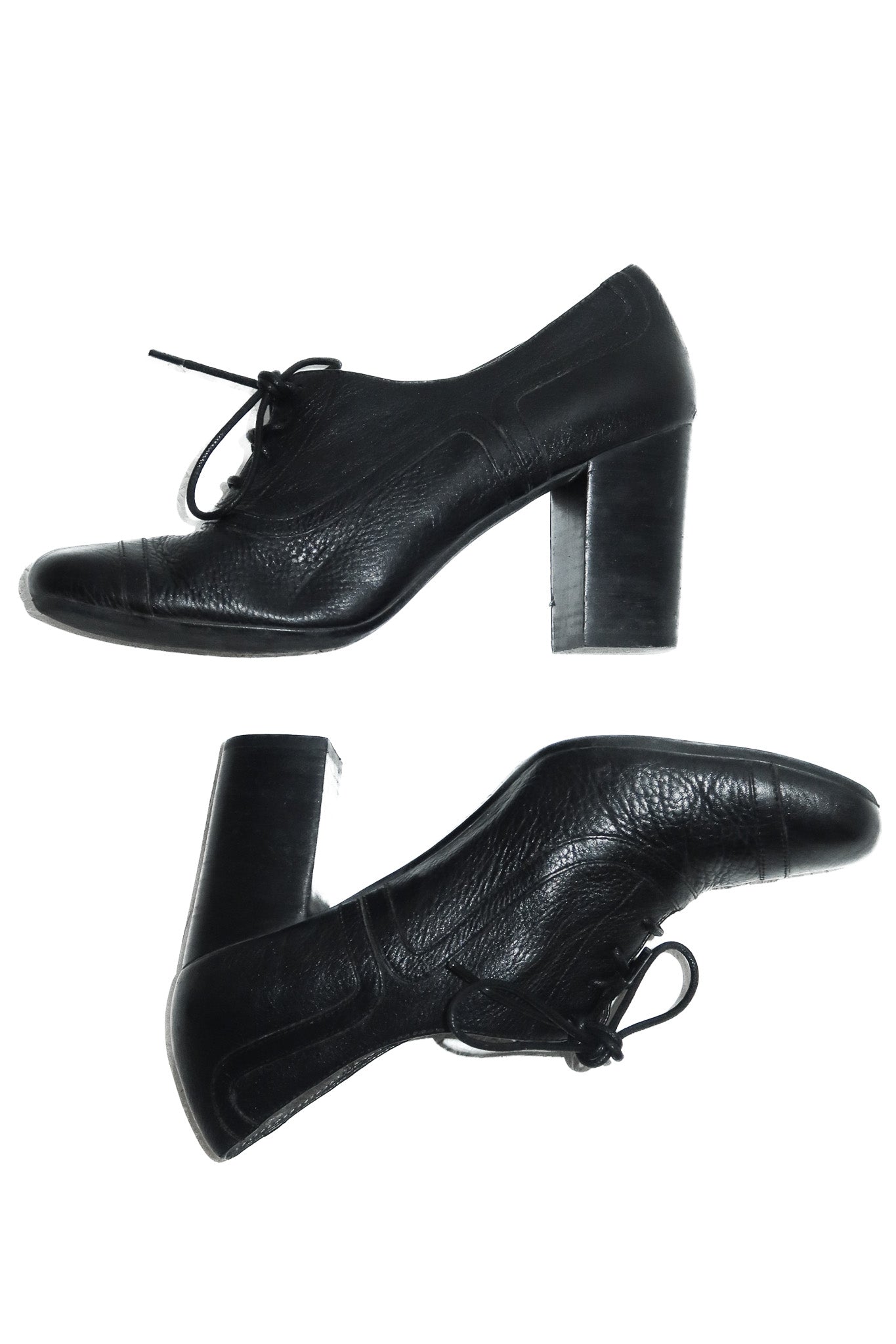 1990's giallo leather block heels black.
