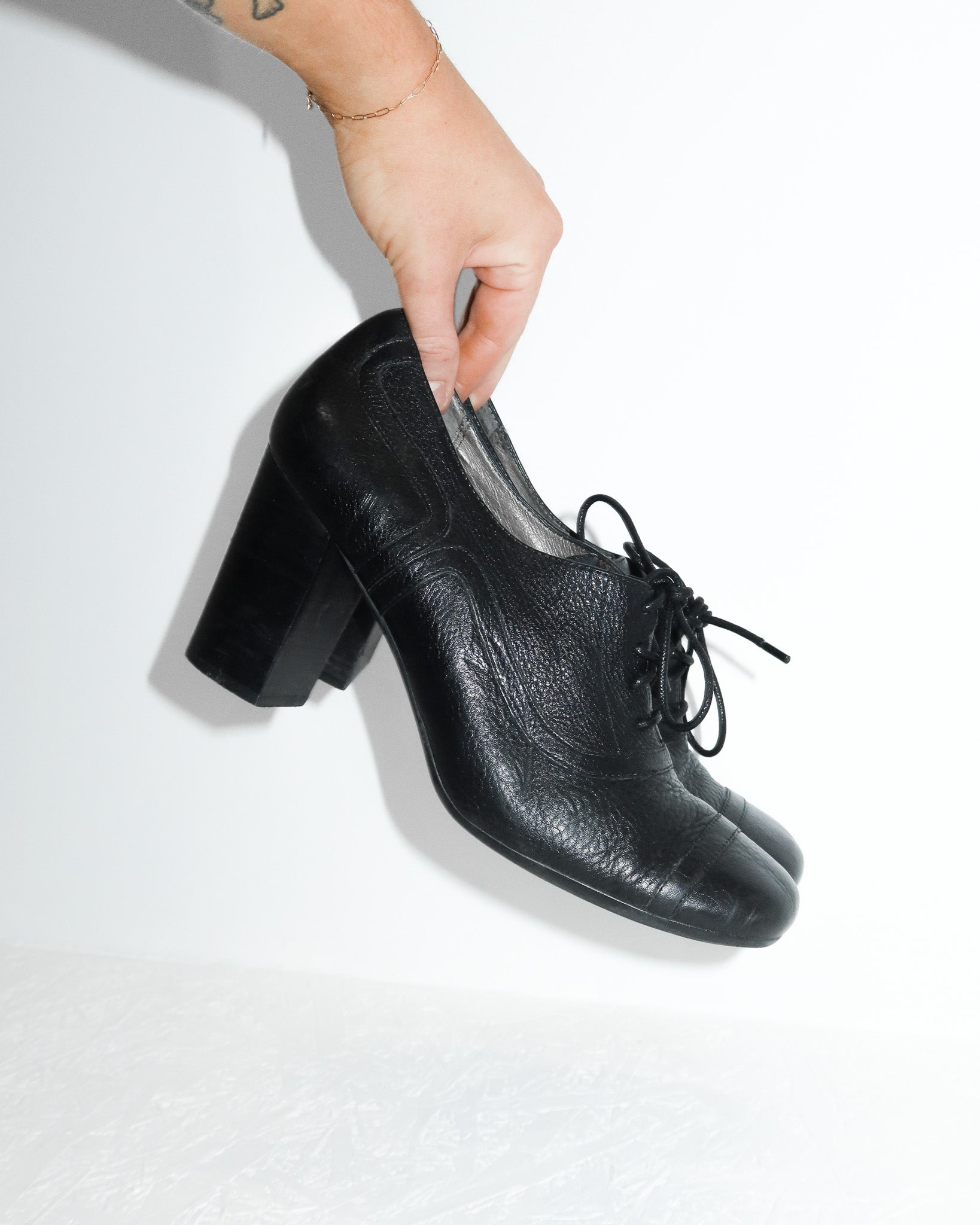 1990's giallo leather block heels black.