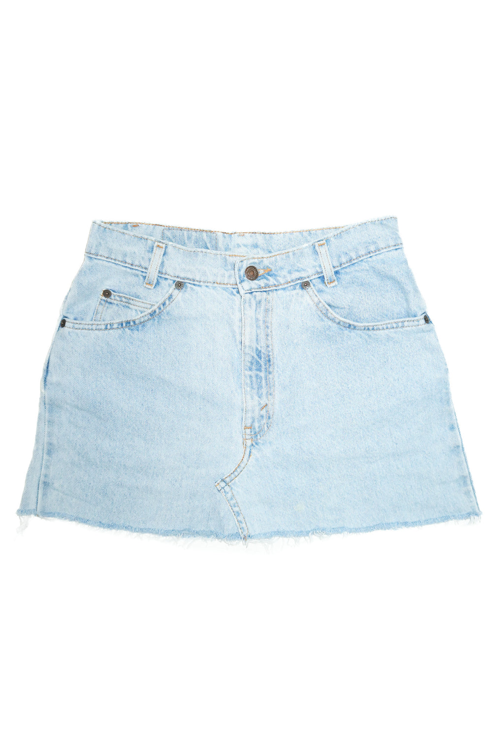 90's levi's 5 pocket denim mini skirt light blue.