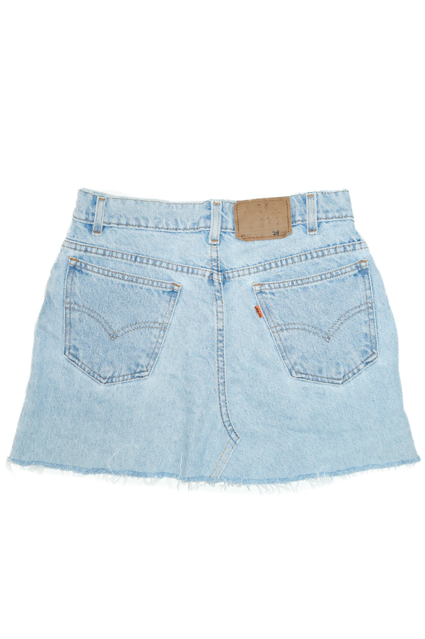 90's levi's 5 pocket denim mini skirt light blue.