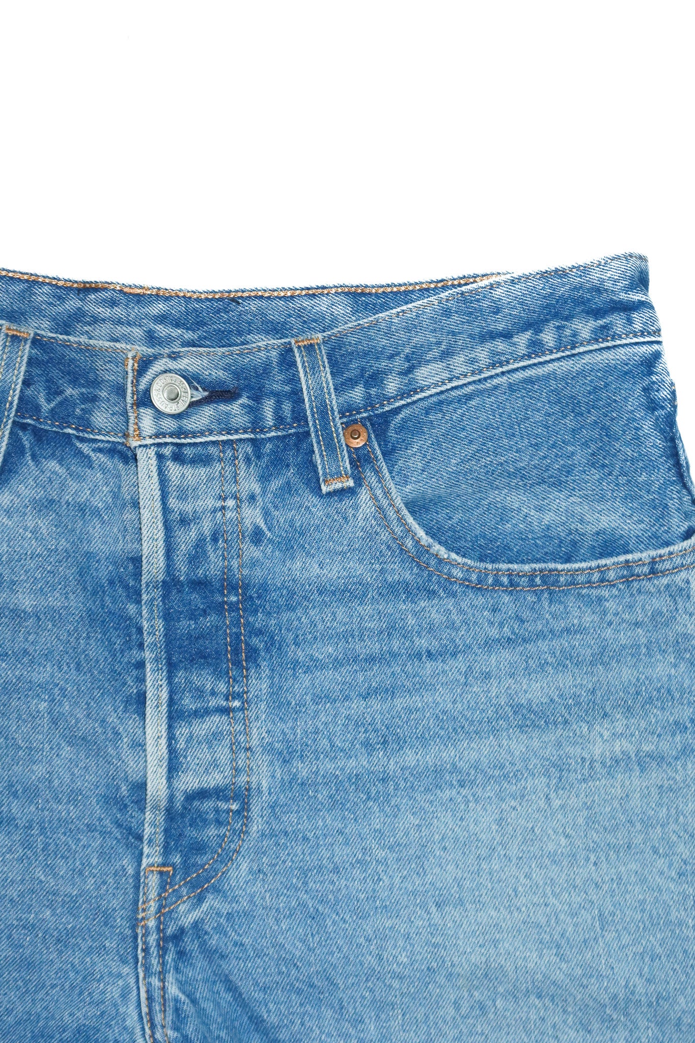 levi's 501 button fly denim shorts blue.