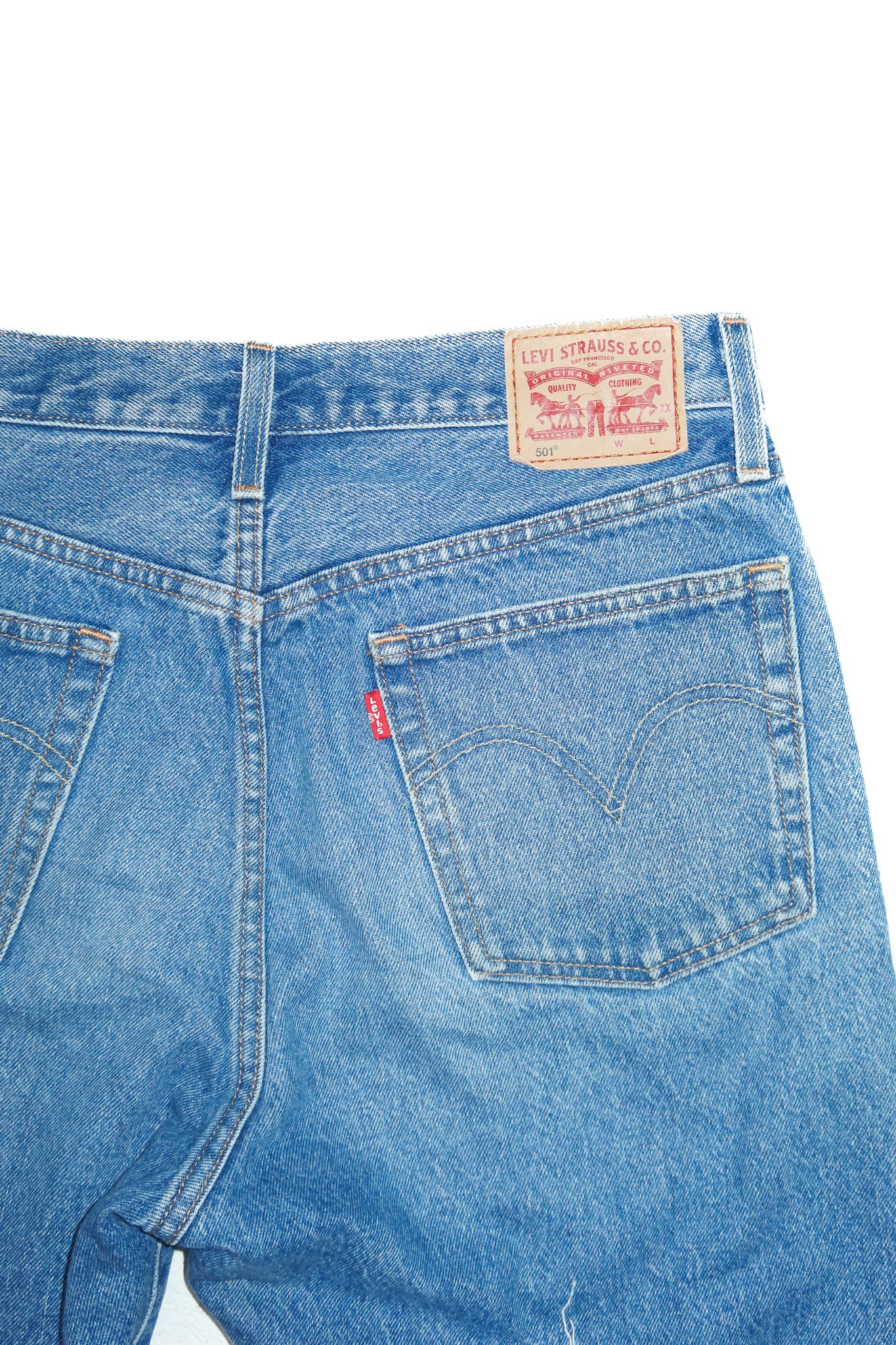 levi's 501 button fly denim shorts blue.