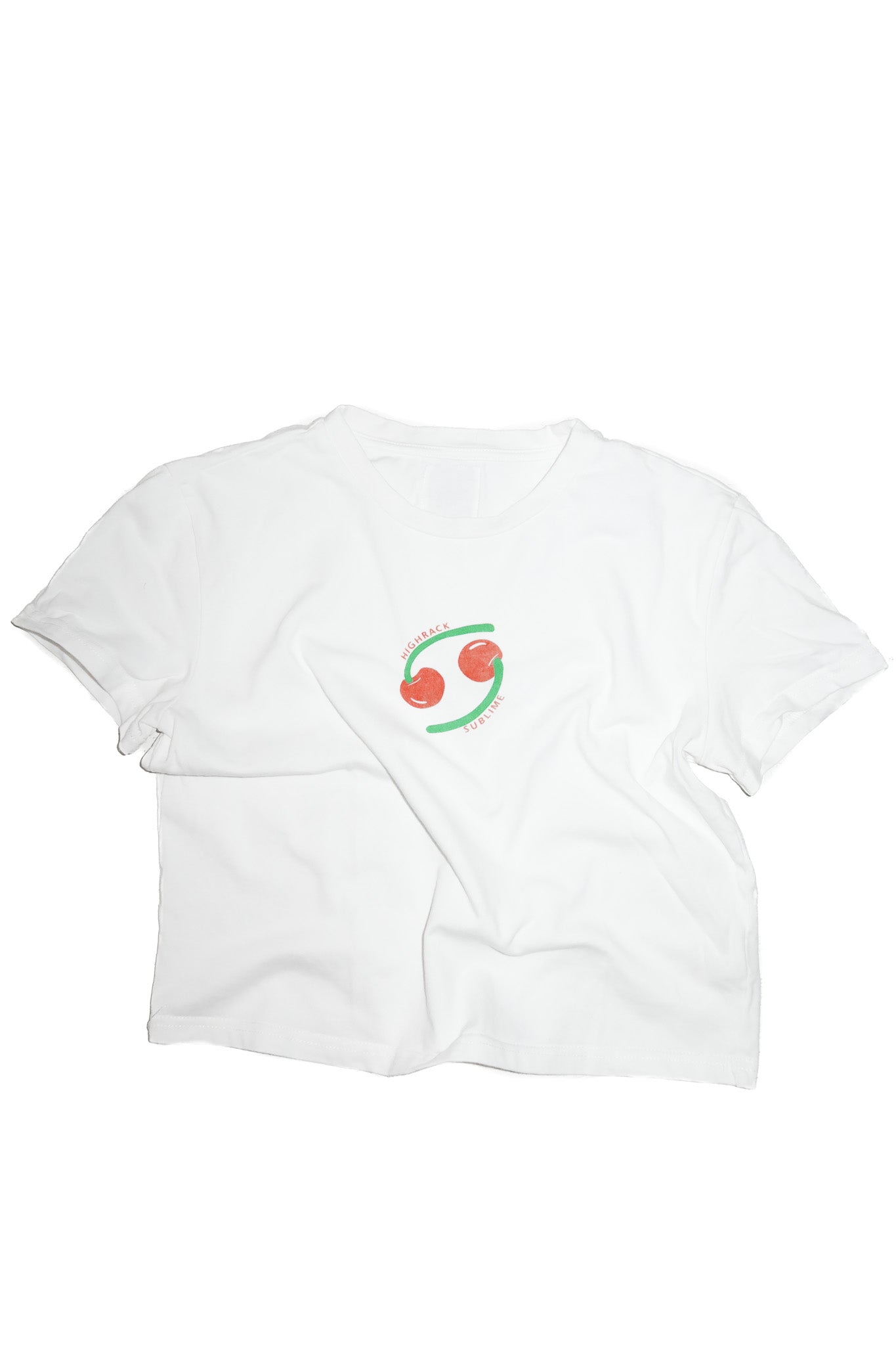 highrack studios iconic cherry baby tee white.