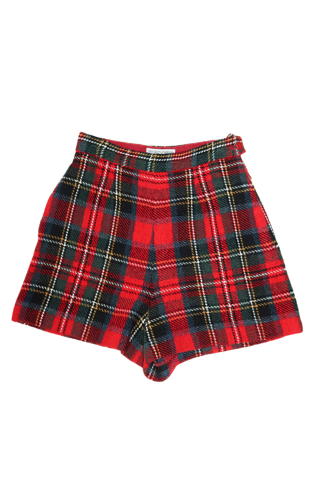 1990's emporio armani tartan wool shorts red.