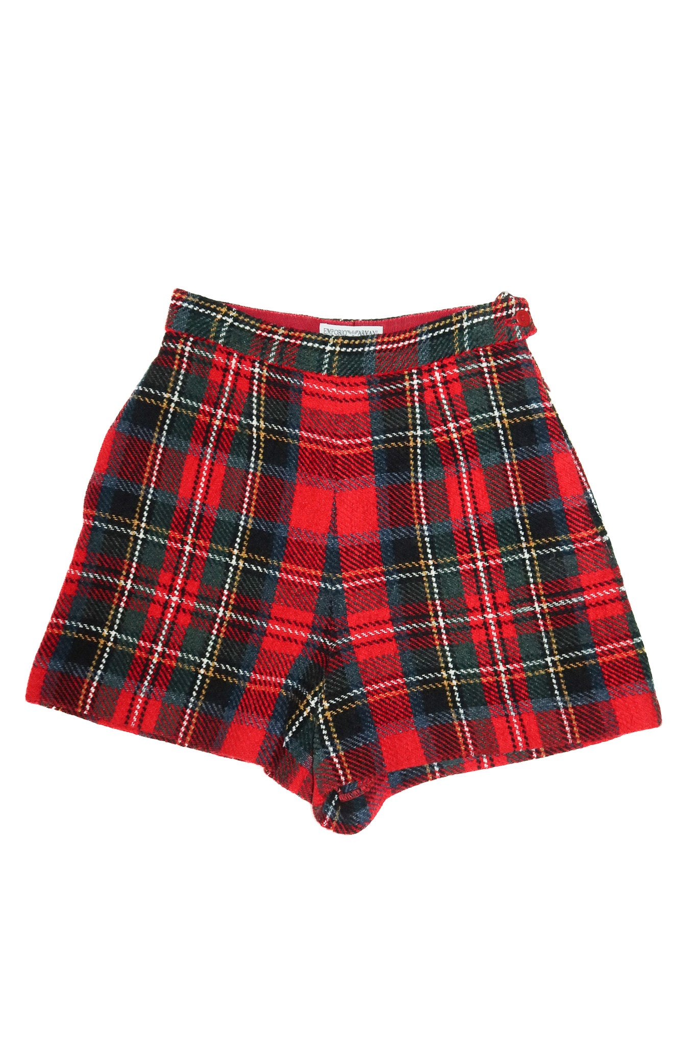 1990's emporio armani tartan wool shorts red.