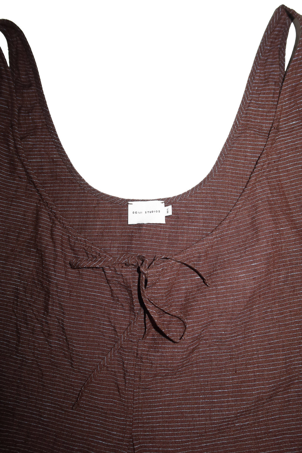 deiji studios linen tie front tank top brown.