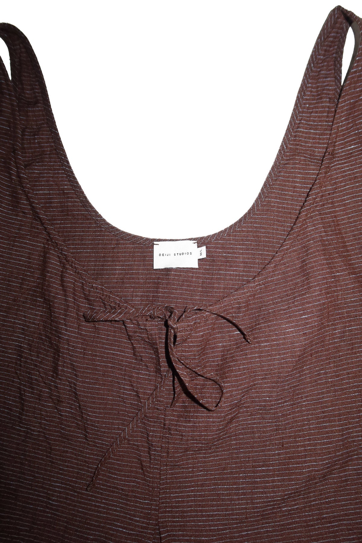 deiji studios linen tie front tank top brown.