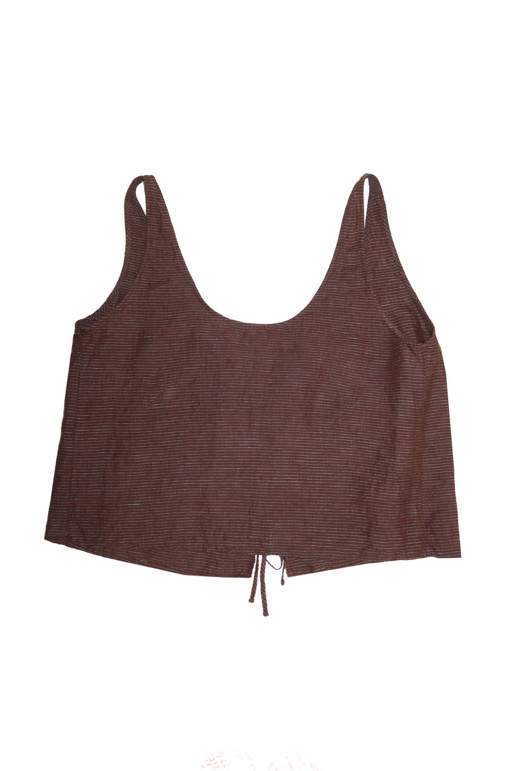 deiji studios linen tie front tank top brown.