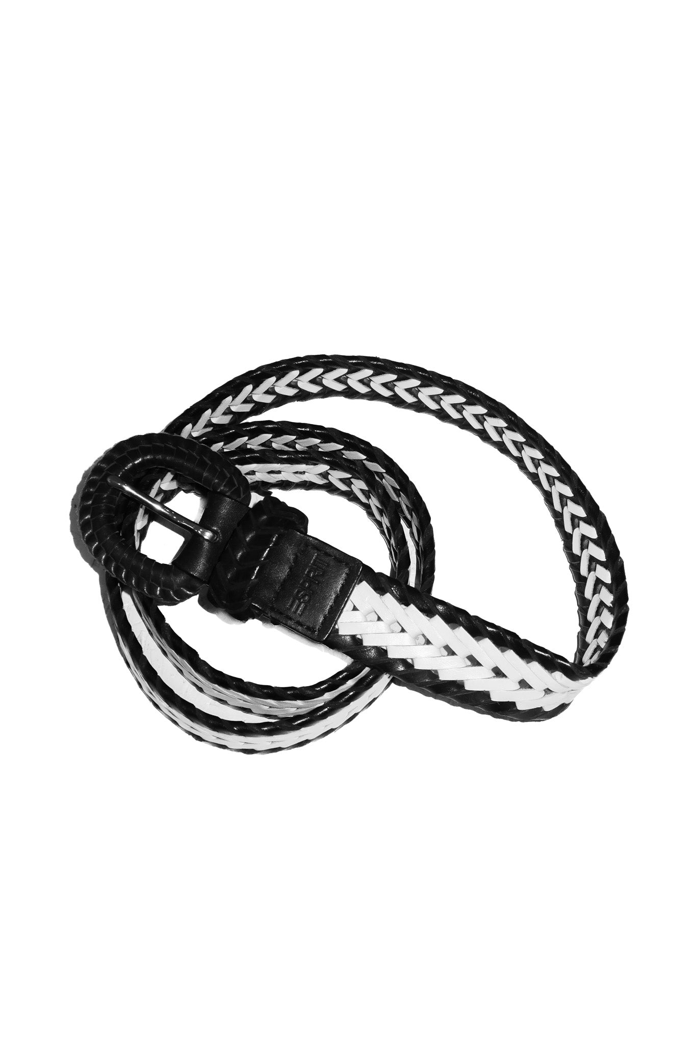 1990's esprit leather woven belt black/white.