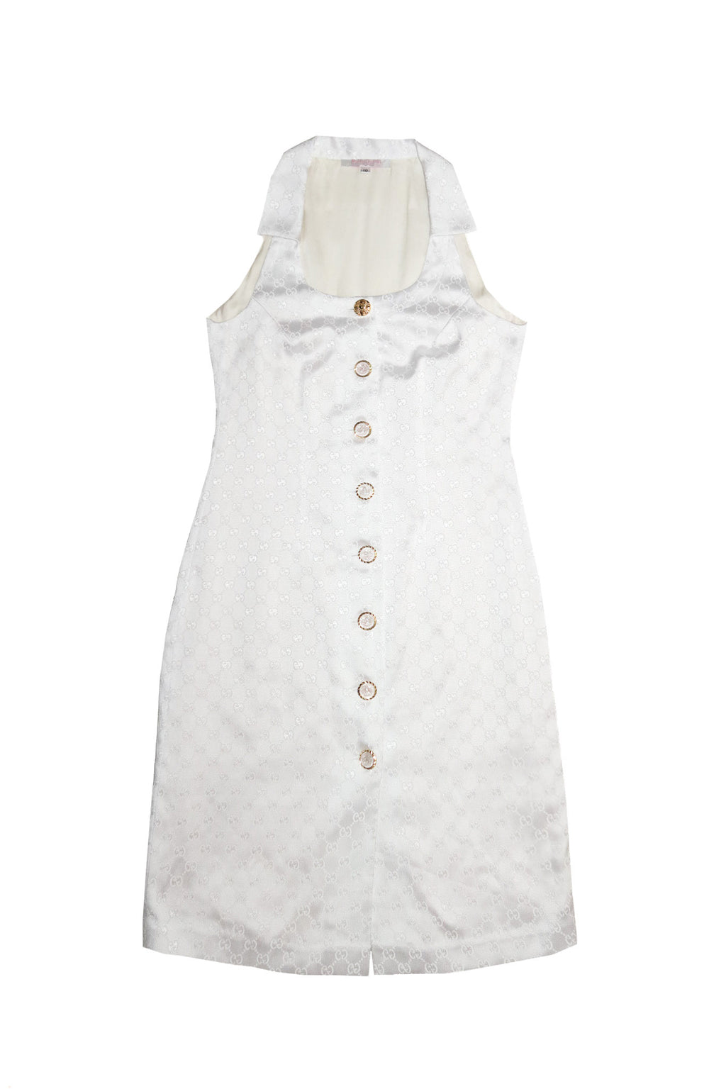 1990's marie-chantal paris monogram button front dress white.