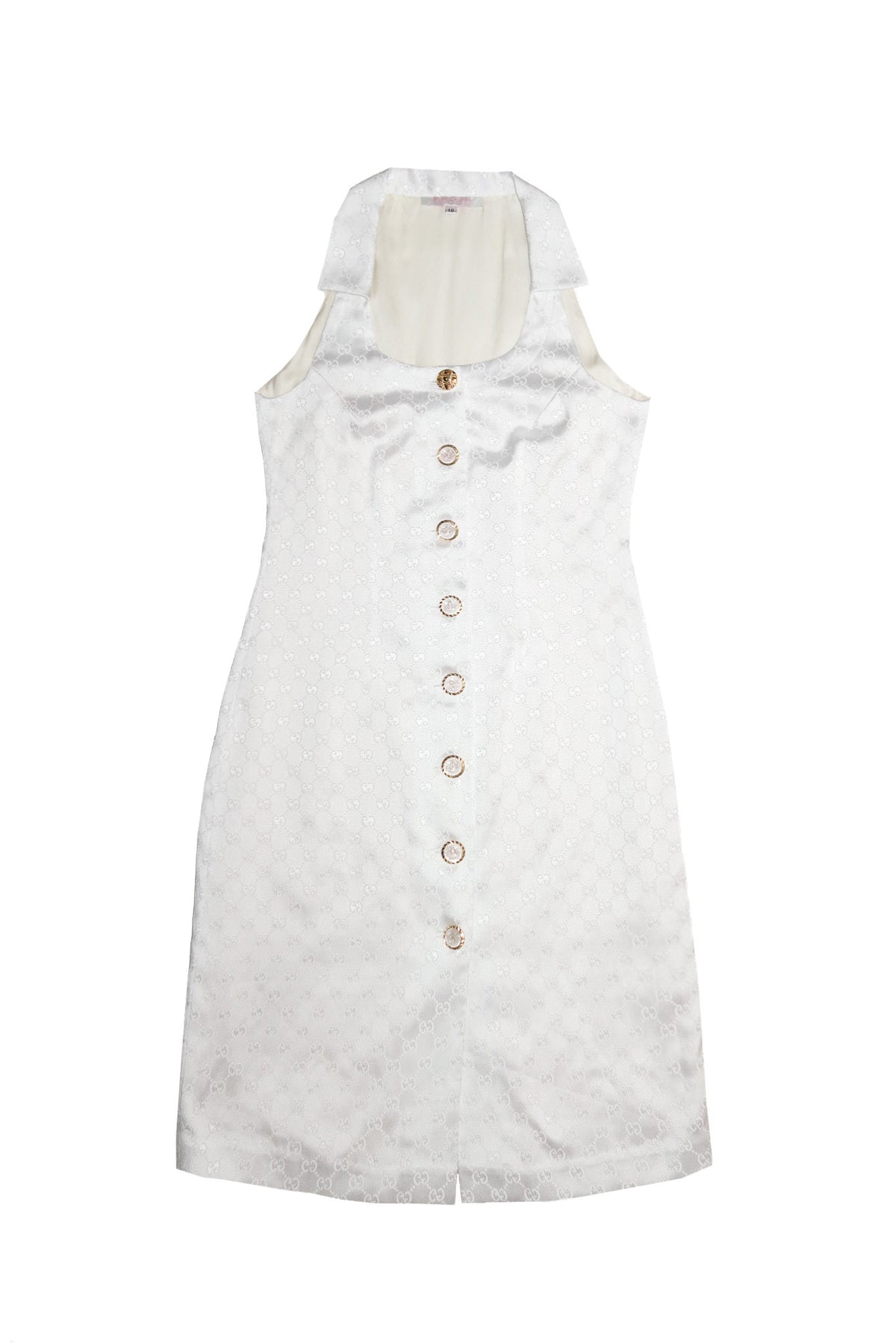 1990's marie-chantal paris monogram button front dress white.