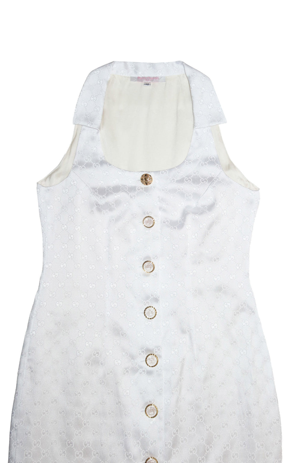 1990's marie-chantal paris monogram button front dress white.