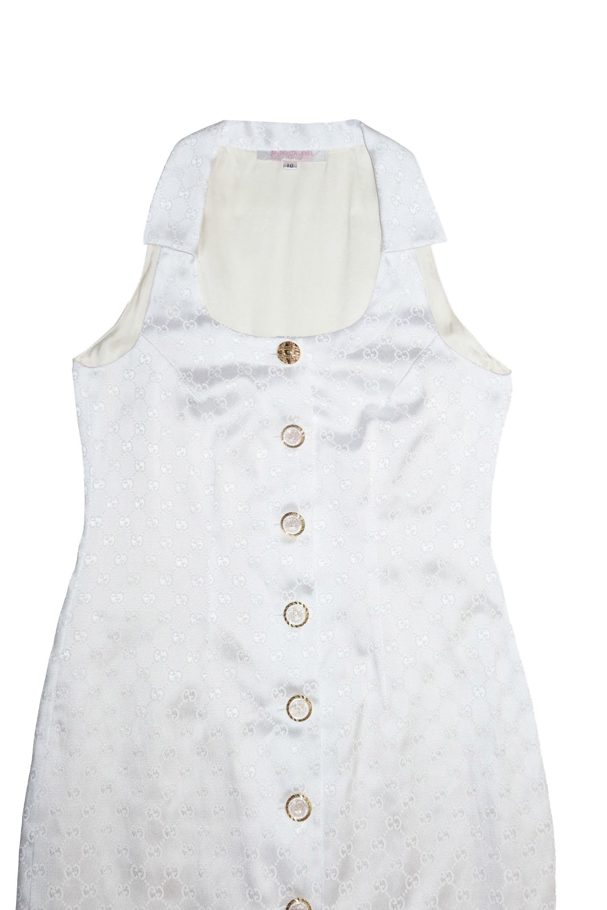 1990's marie-chantal paris monogram button front dress white.