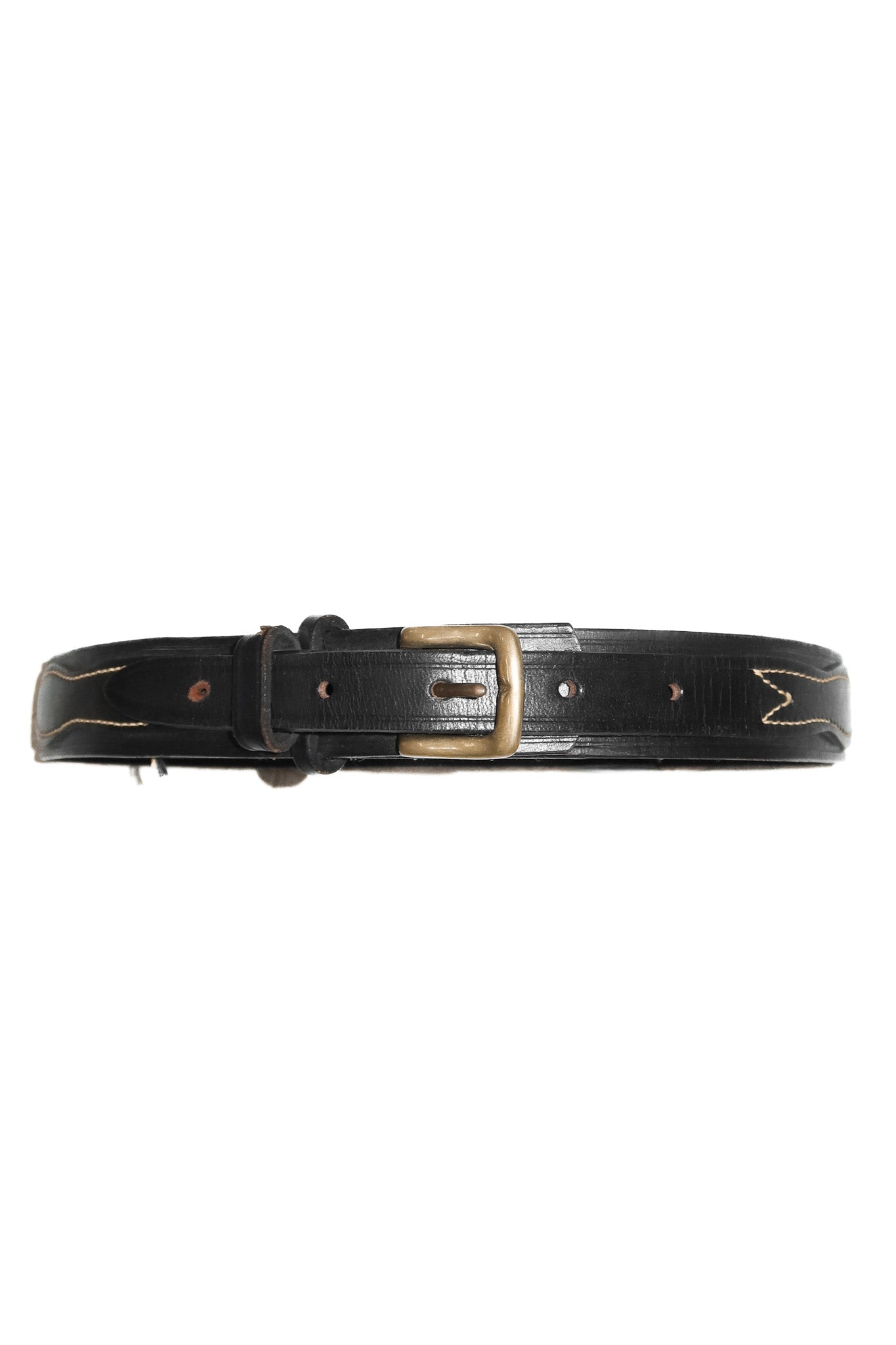 vintage contrast stitched leather belt black.