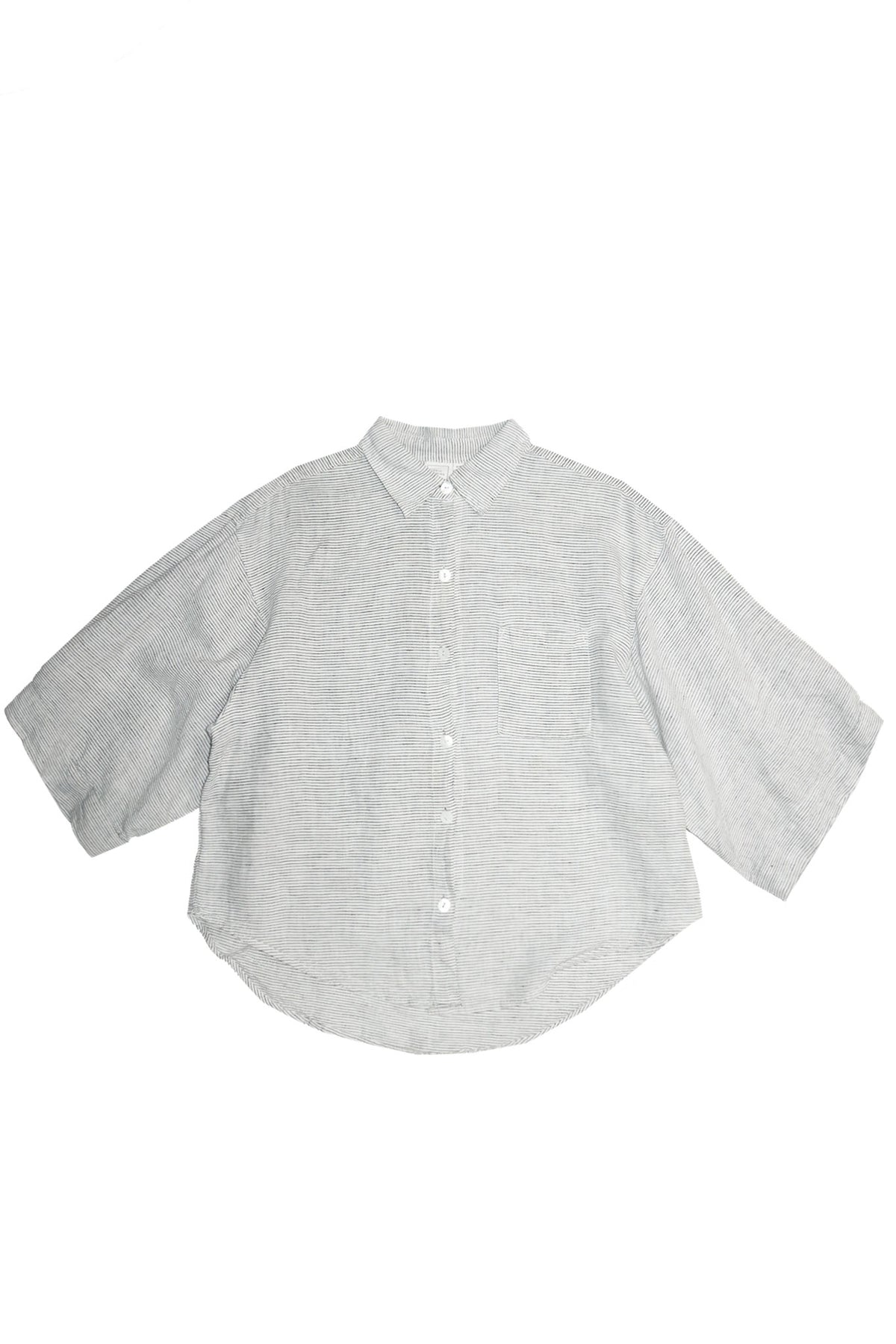 deiji studios 03 oversized striped button up shirt white / black.