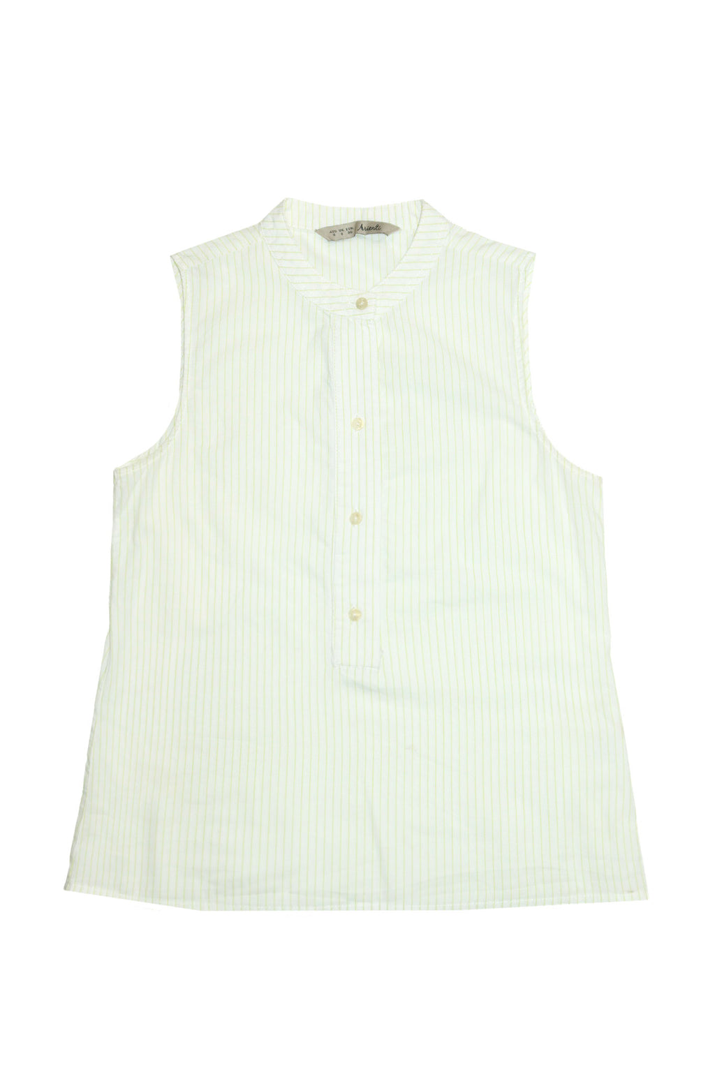 2000's arienti pinstripe button up tank top green / white.