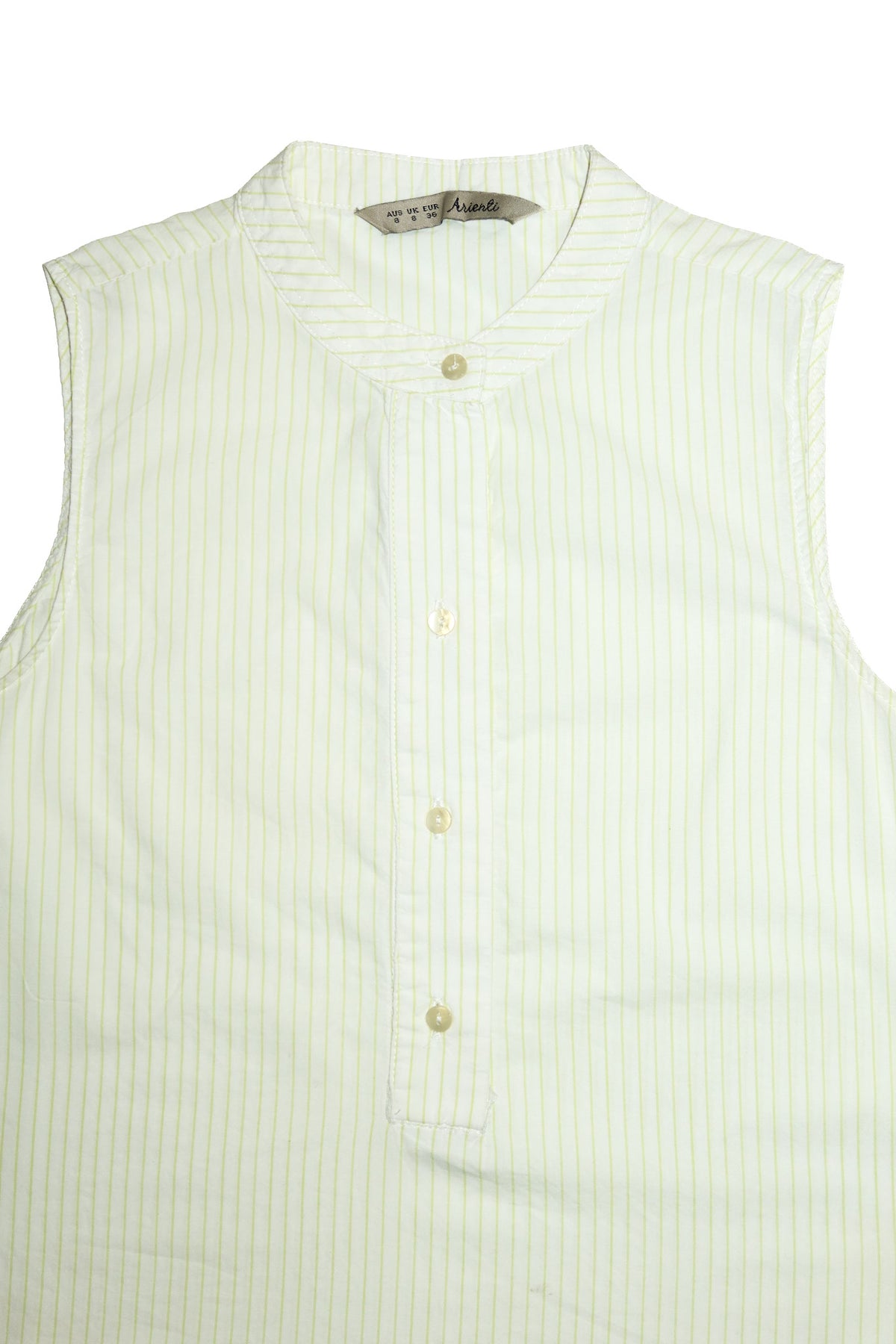 2000's arienti pinstripe button up tank top green / white.