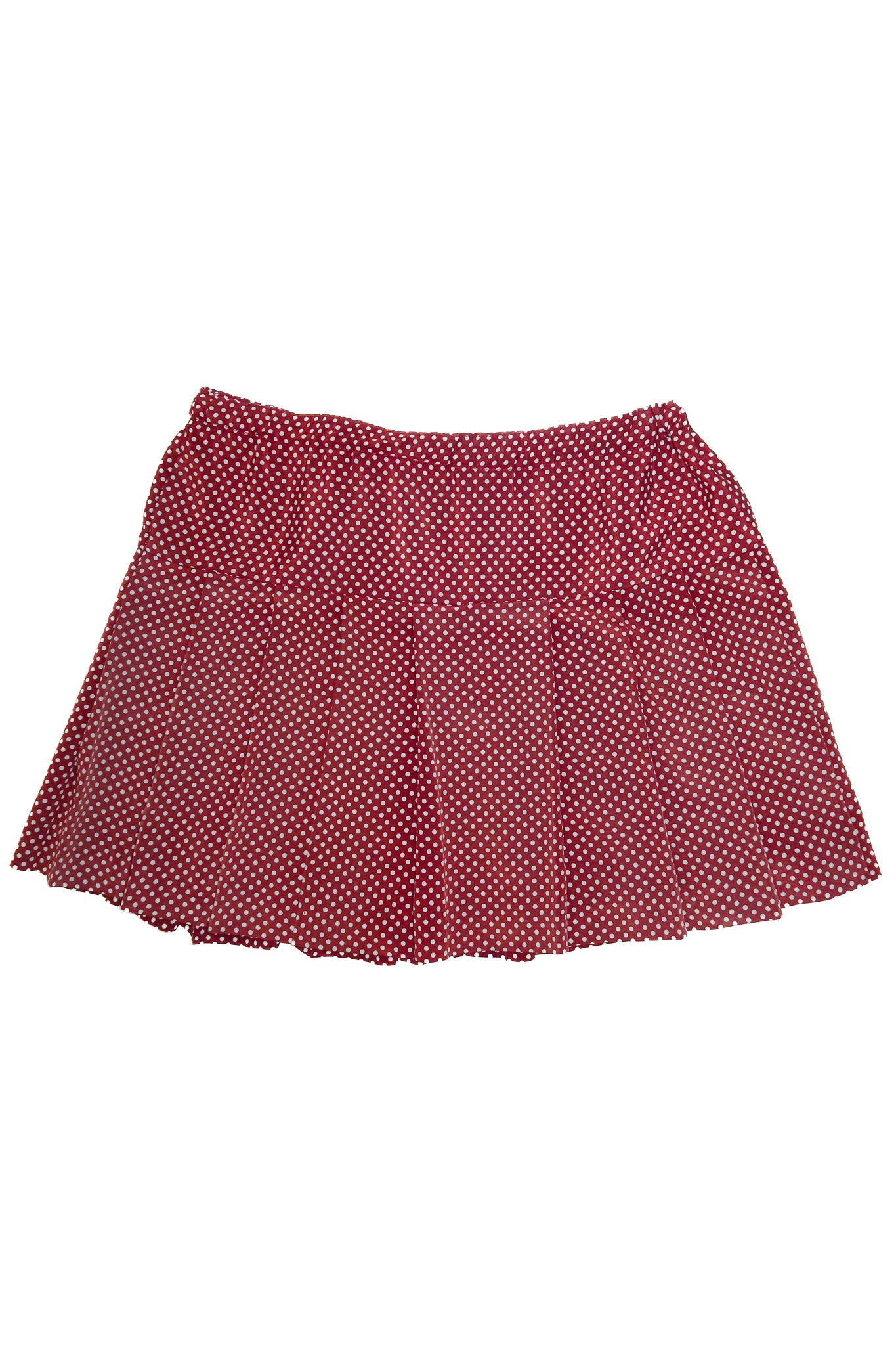 1980's handmade pleated polka dot mini skirt red.