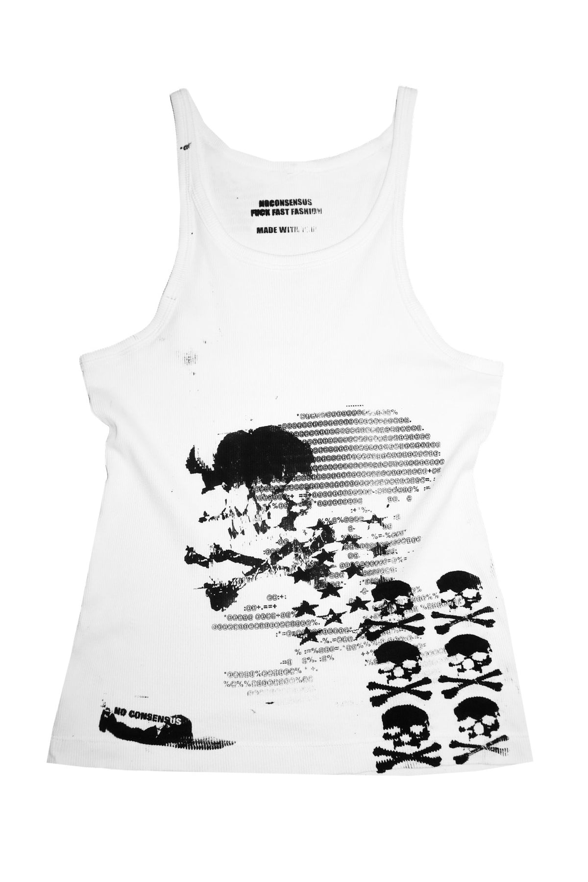 no consensus mixed graphic rib racer tank white.