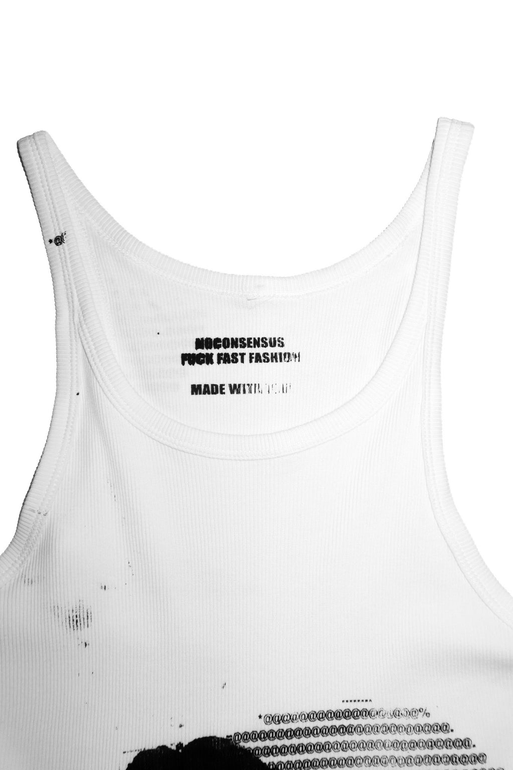 no consensus mixed graphic rib racer tank white.