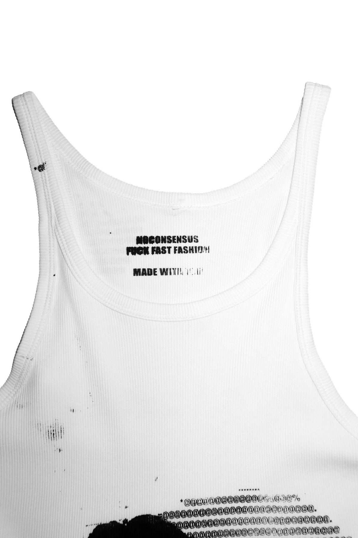 no consensus mixed graphic rib racer tank white.