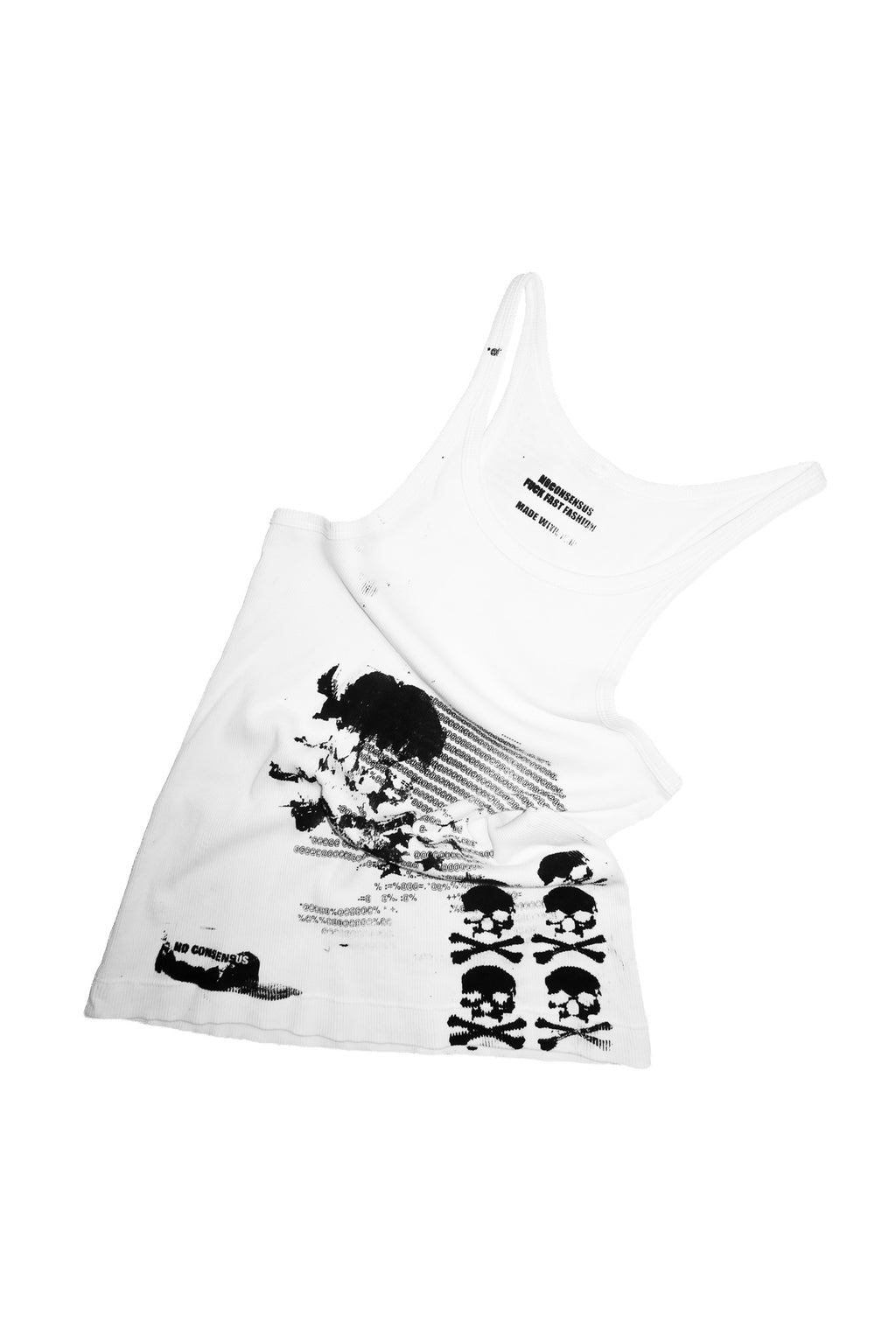 no consensus mixed graphic rib racer tank white.