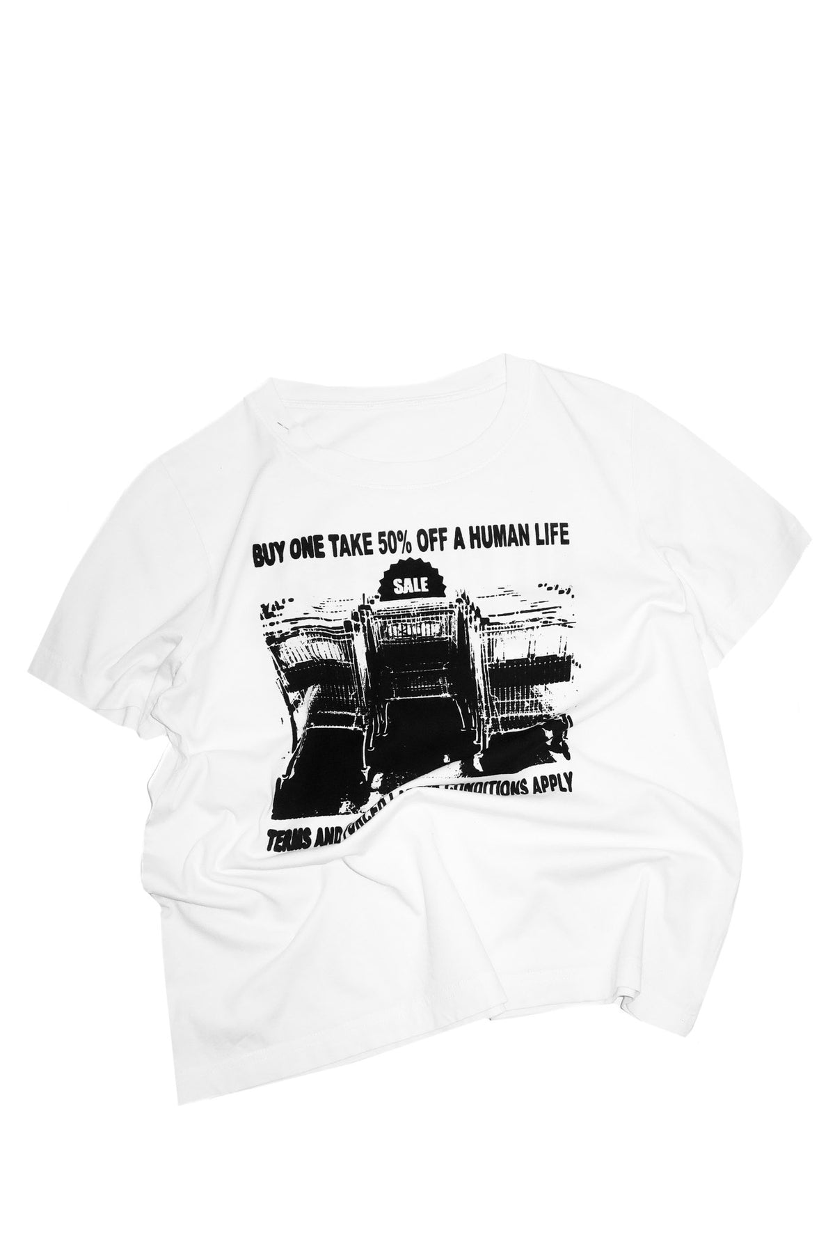 no consensus mixed graphic baby tee white.