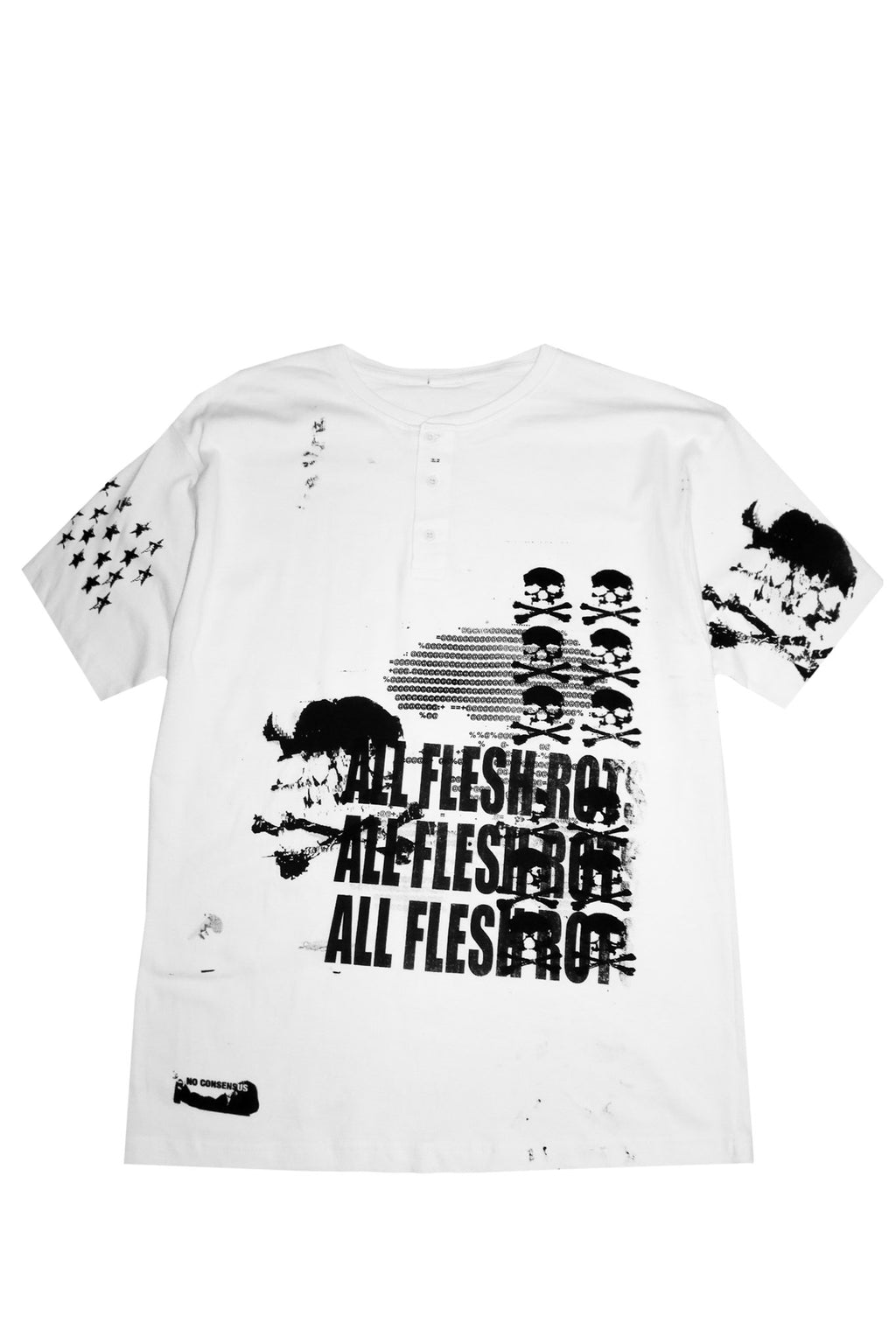 no consensus mixed graphic button tee white.
