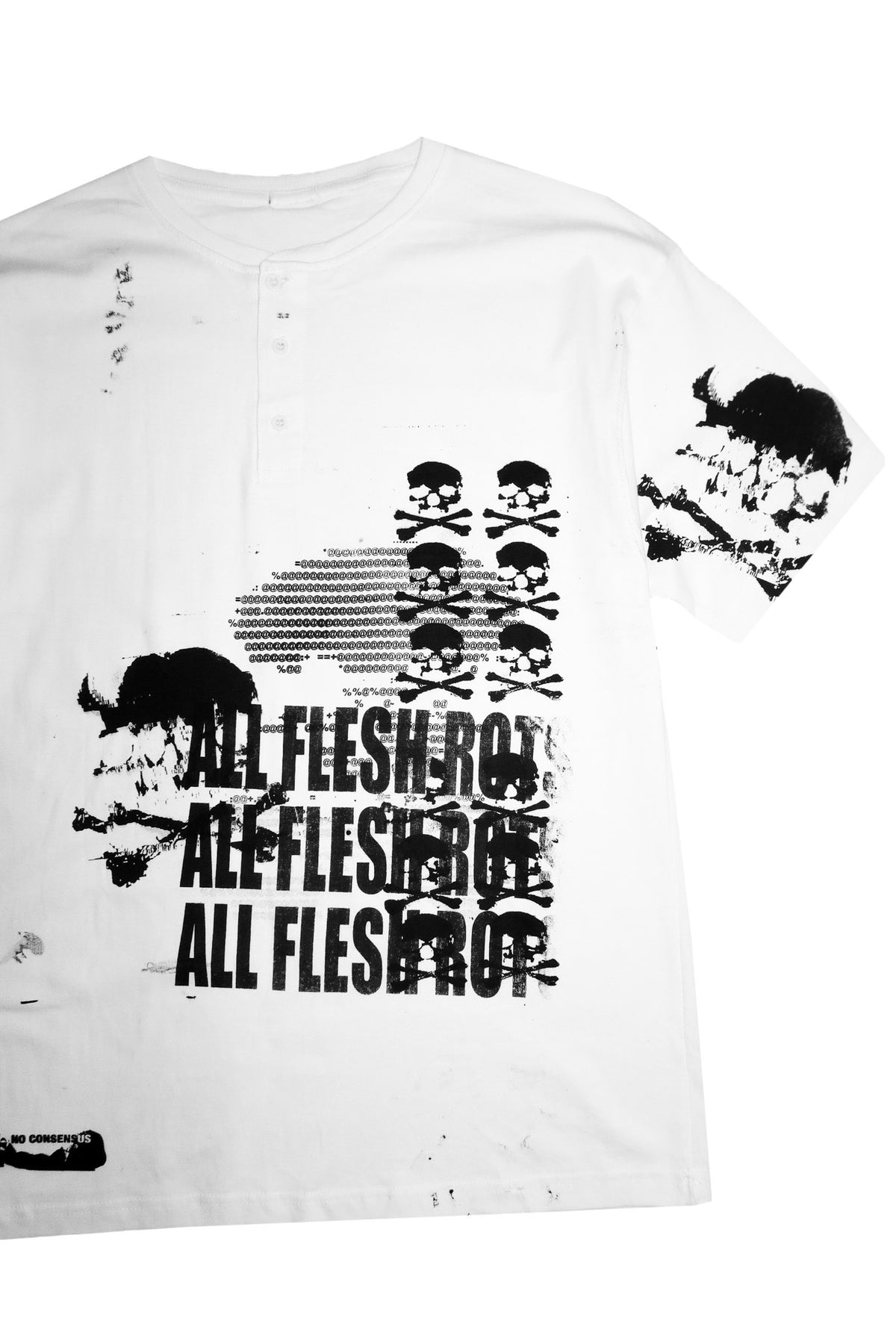 no consensus mixed graphic button tee white.