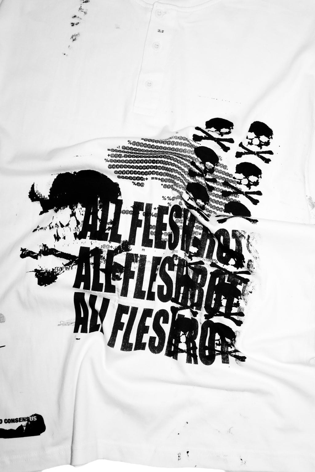no consensus mixed graphic button tee white.