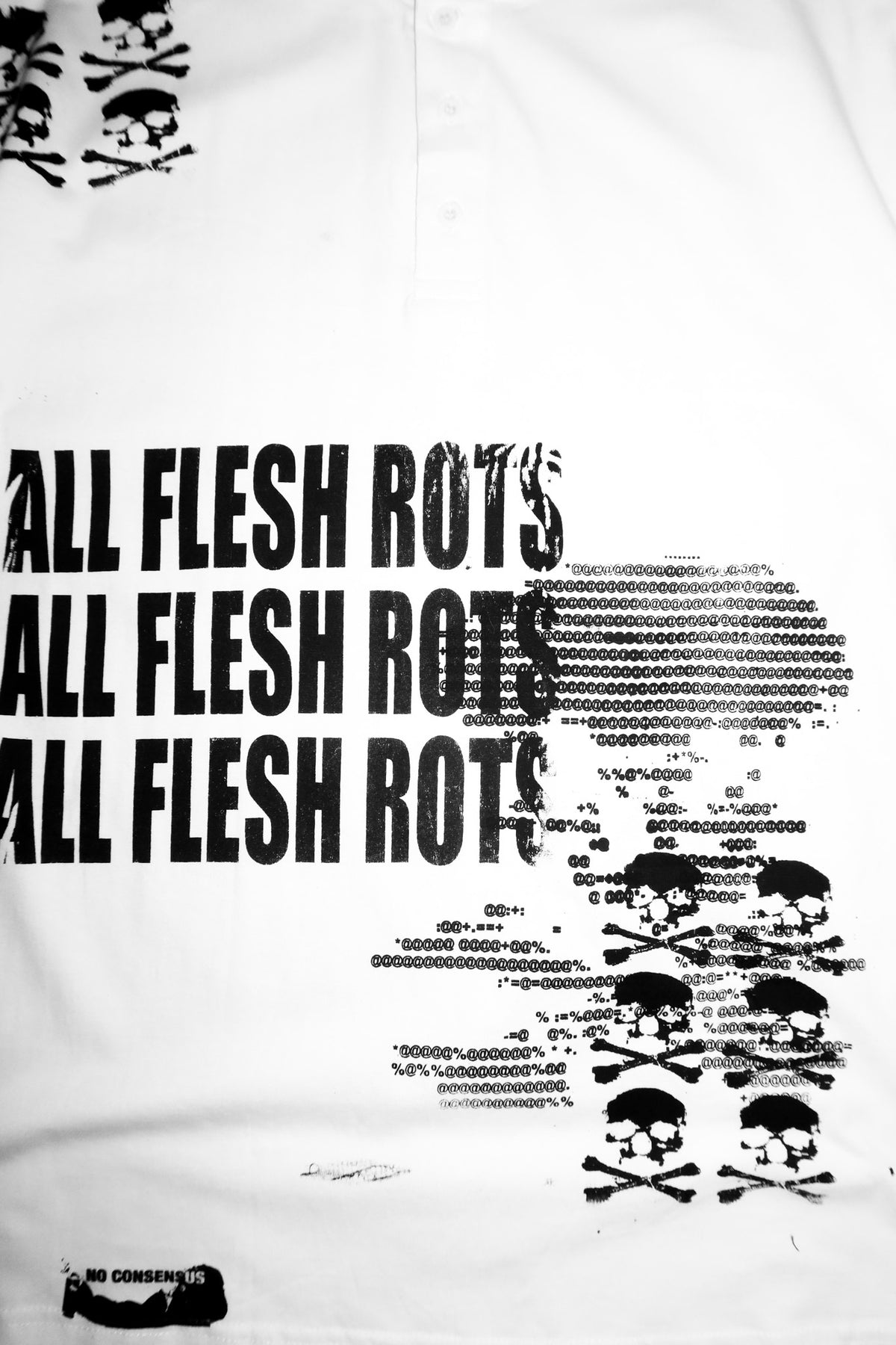 no consensus mixed graphic II button tee white.